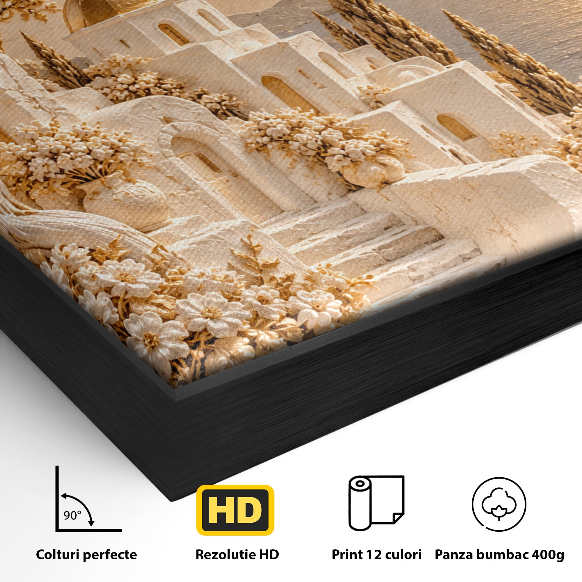 Tablou Canvas Premium LuxCanva® PI1432, Apus in Santorini, Vacanta, Apus, Mare, Peisaj, Escapada, Culori Vibrante, Living, Dormitor