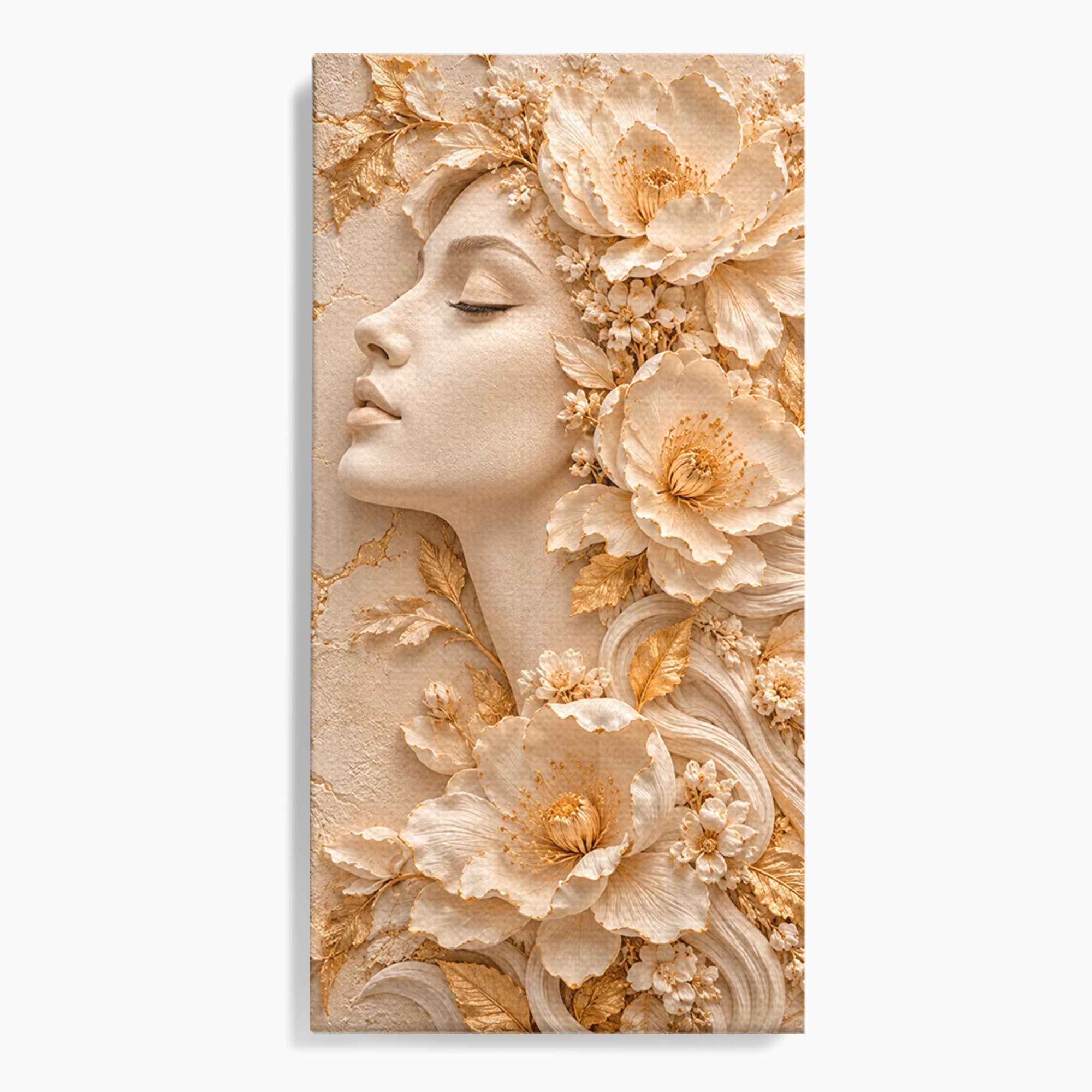 Tablou Canvas Premium LuxCanva® PI1434, Eleganta Florala, Femeie, Flori, Eleganta, Arta, Culori Vibrante, Living, Dormitor, Salon