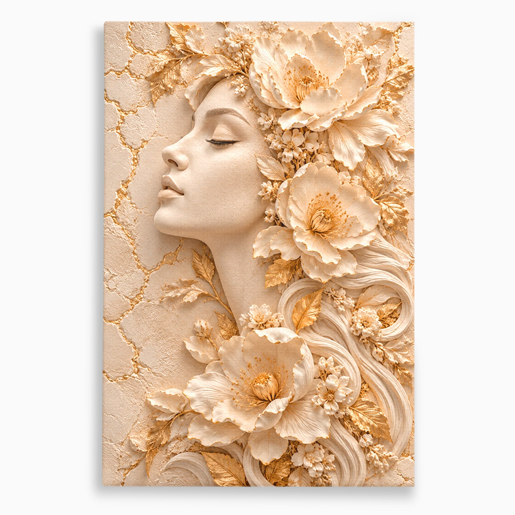 Tablou Canvas Premium LuxCanva® PI1434, Eleganta Florala, Femeie, Flori, Eleganta, Arta, Culori Vibrante, Living, Dormitor, Salon