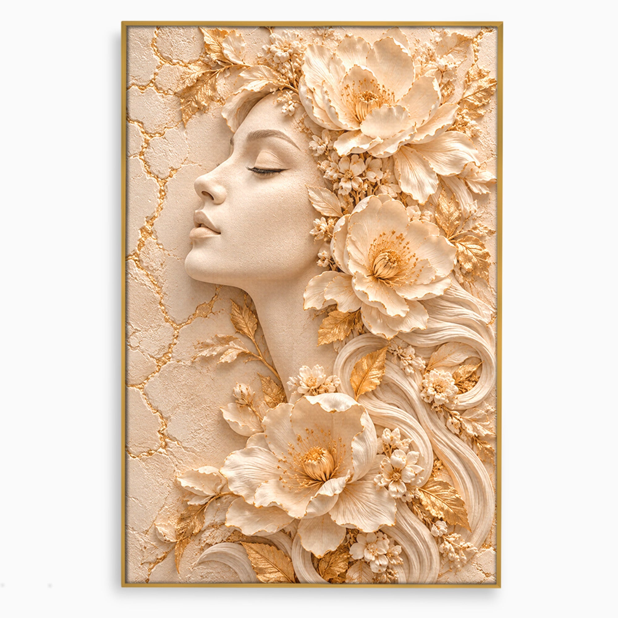 Tablou Canvas Premium LuxCanva® PI1434, Eleganta Florala, Femeie, Flori, Eleganta, Arta, Culori Vibrante, Living, Dormitor, Salon