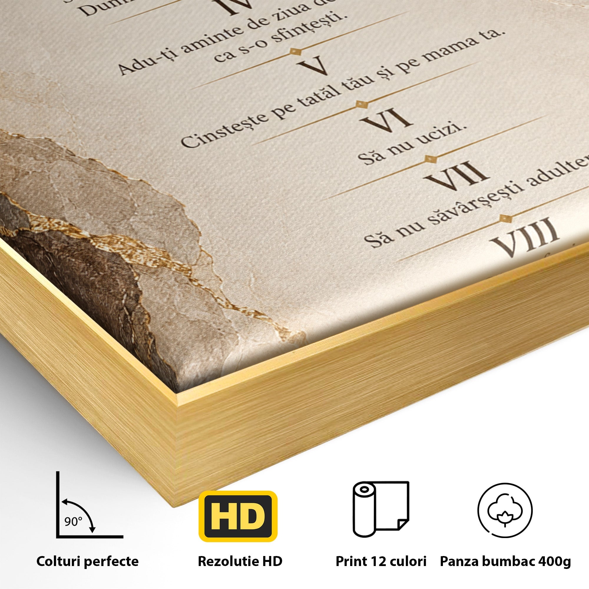 Tablou Canvas Premium LuxCanva® PI1435, Cele Zece Porunci, Religie, Credinta, Text, Motivational, Culori Vibrante, Living, Dormitor, Bucatarie