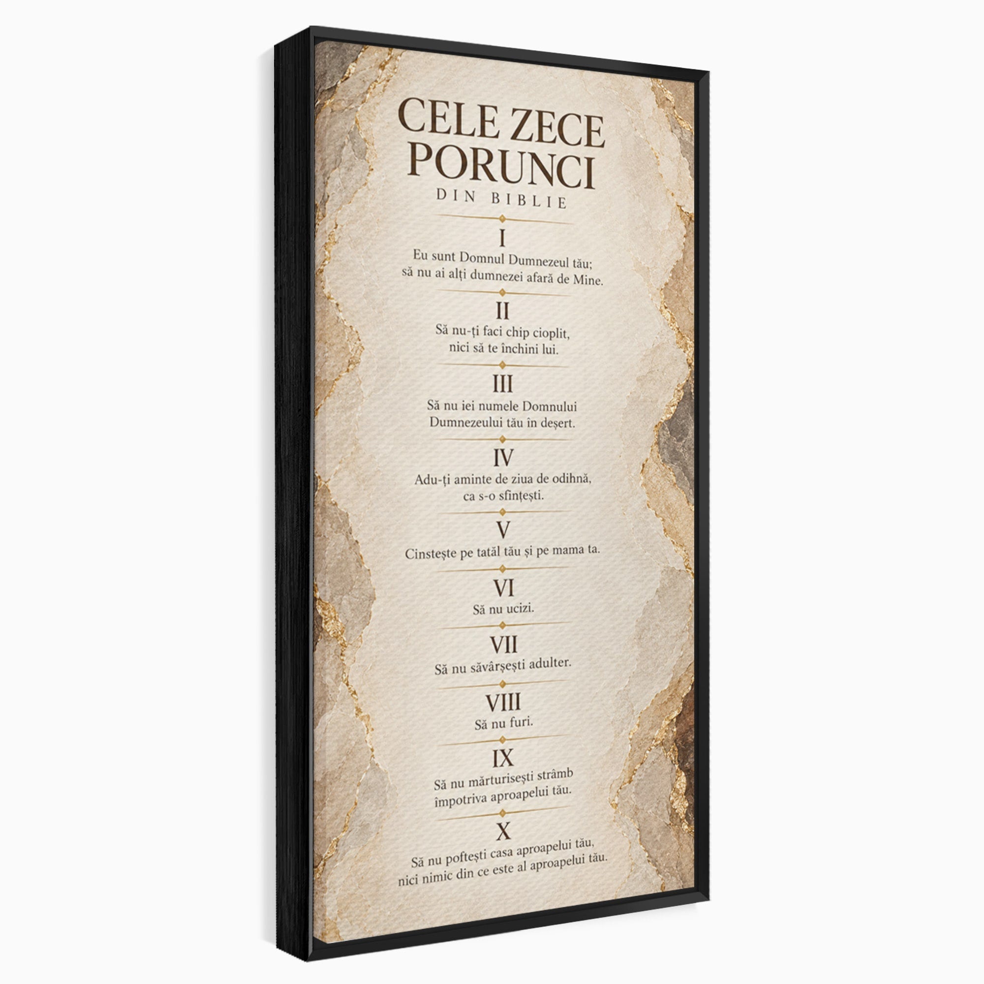 Tablou Canvas Premium LuxCanva® PI1435, Cele Zece Porunci, Religie, Credinta, Text, Motivational, Culori Vibrante, Living, Dormitor, Bucatarie