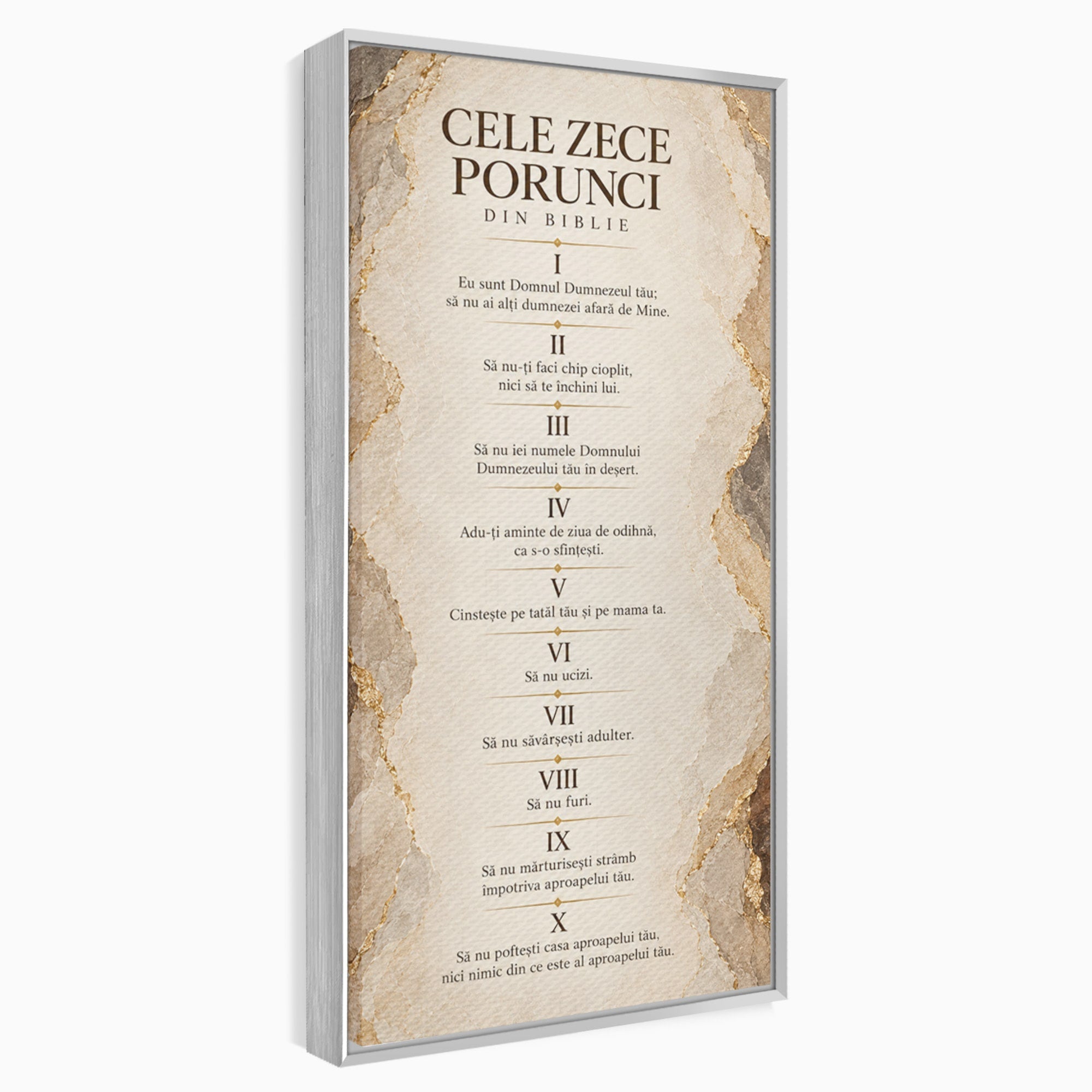 Tablou Canvas Premium LuxCanva® PI1435, Cele Zece Porunci, Religie, Credinta, Text, Motivational, Culori Vibrante, Living, Dormitor, Bucatarie