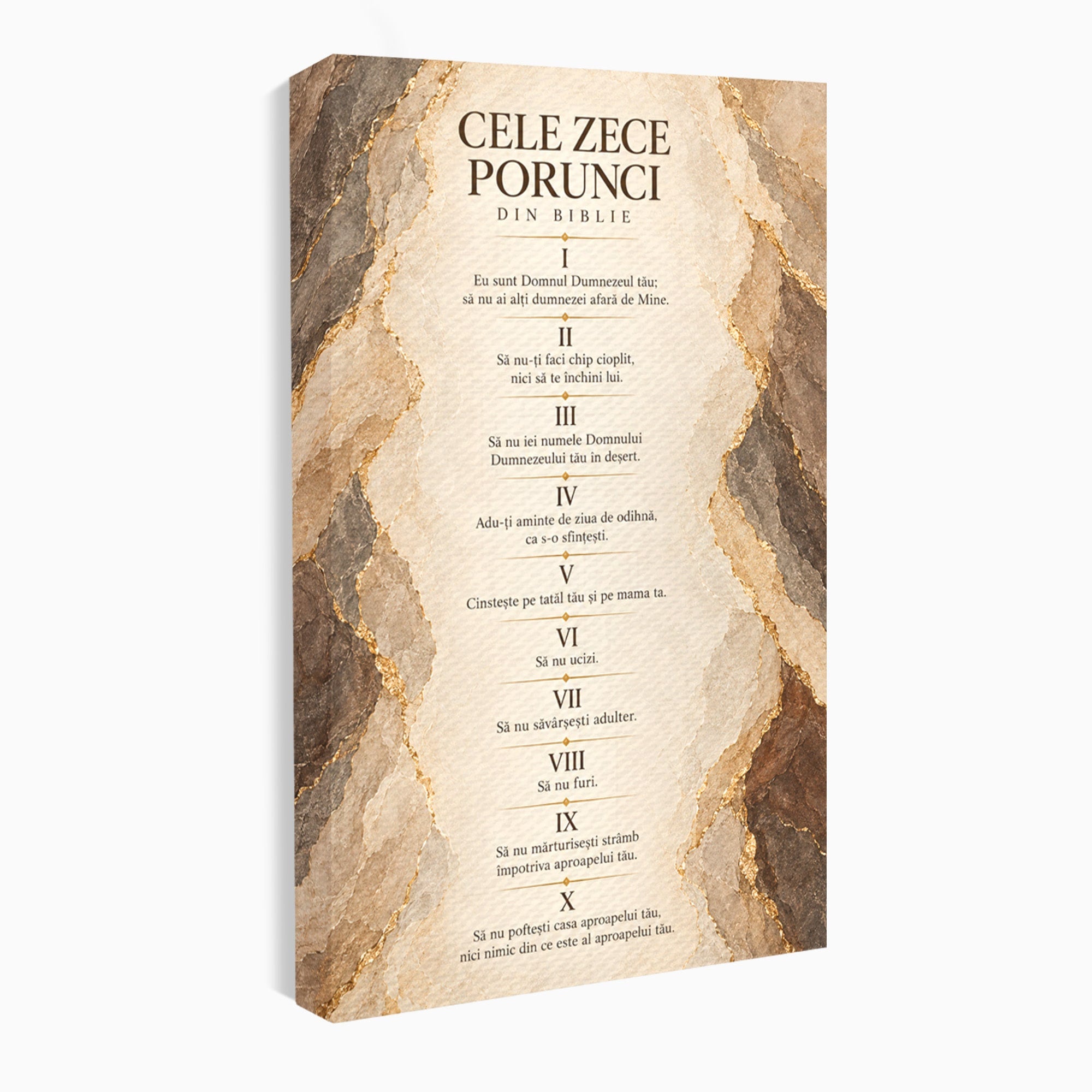 Tablou Canvas Premium LuxCanva® PI1435, Cele Zece Porunci, Religie, Credinta, Text, Motivational, Culori Vibrante, Living, Dormitor, Bucatarie