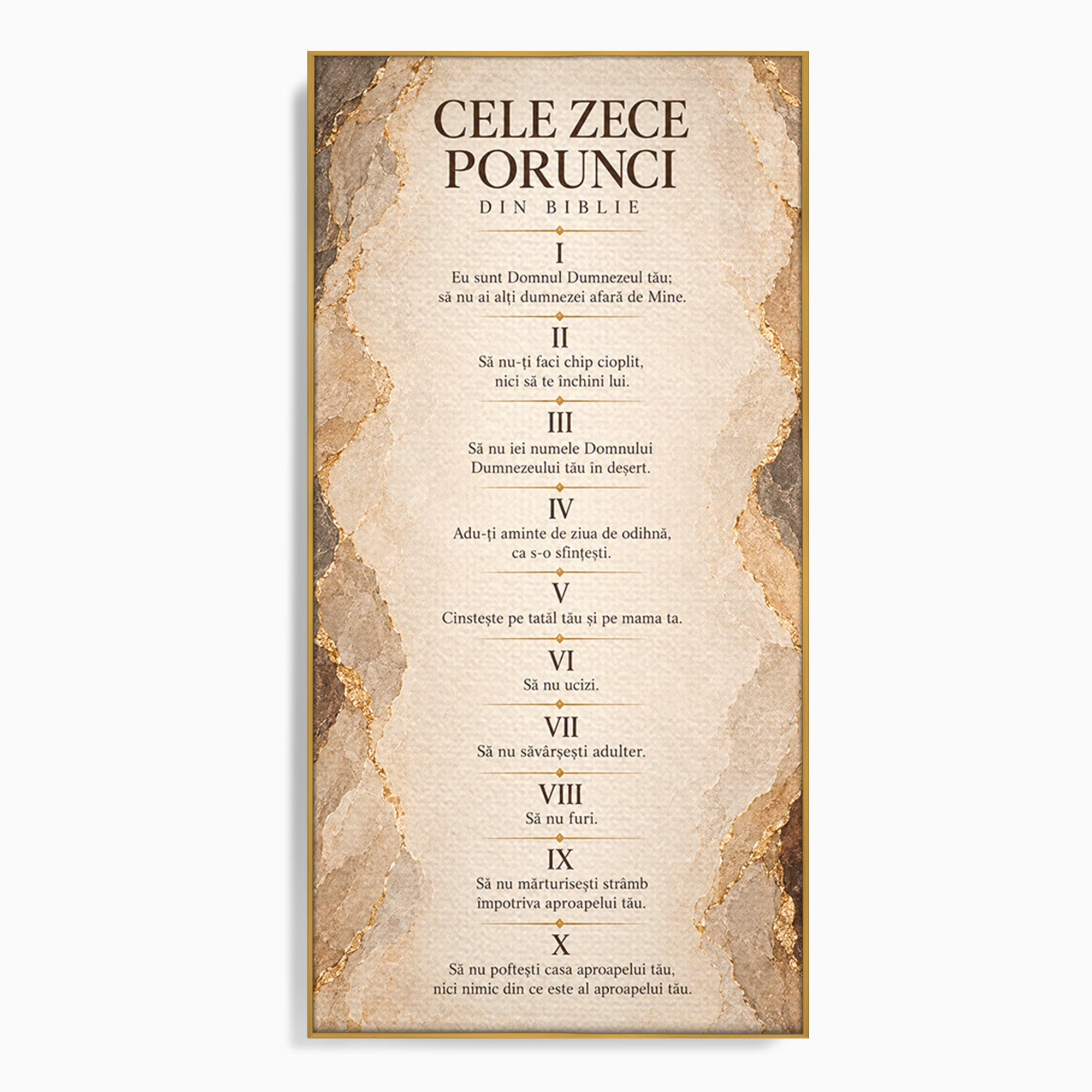 Tablou Canvas Premium LuxCanva® PI1435, Cele Zece Porunci, Religie, Credinta, Text, Motivational, Culori Vibrante, Living, Dormitor, Bucatarie
