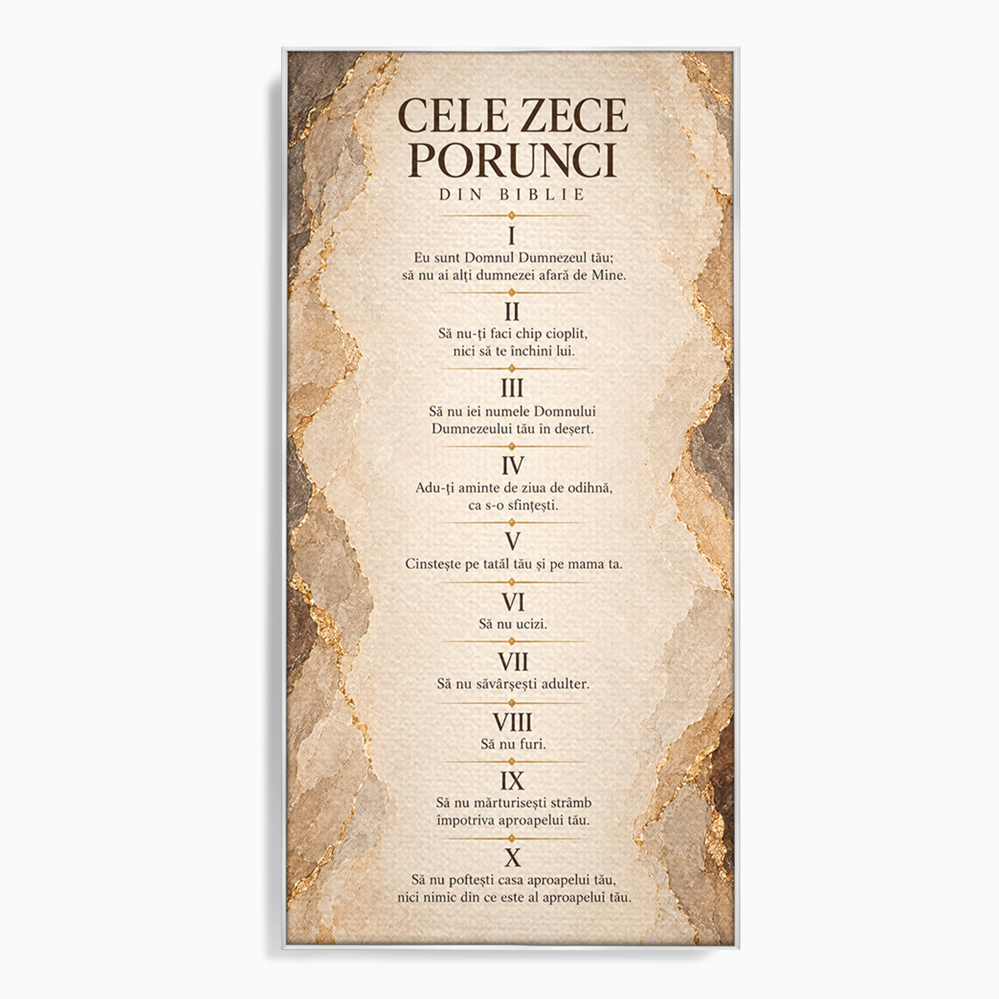 Tablou Canvas Premium LuxCanva® PI1435, Cele Zece Porunci, Religie, Credinta, Text, Motivational, Culori Vibrante, Living, Dormitor, Bucatarie