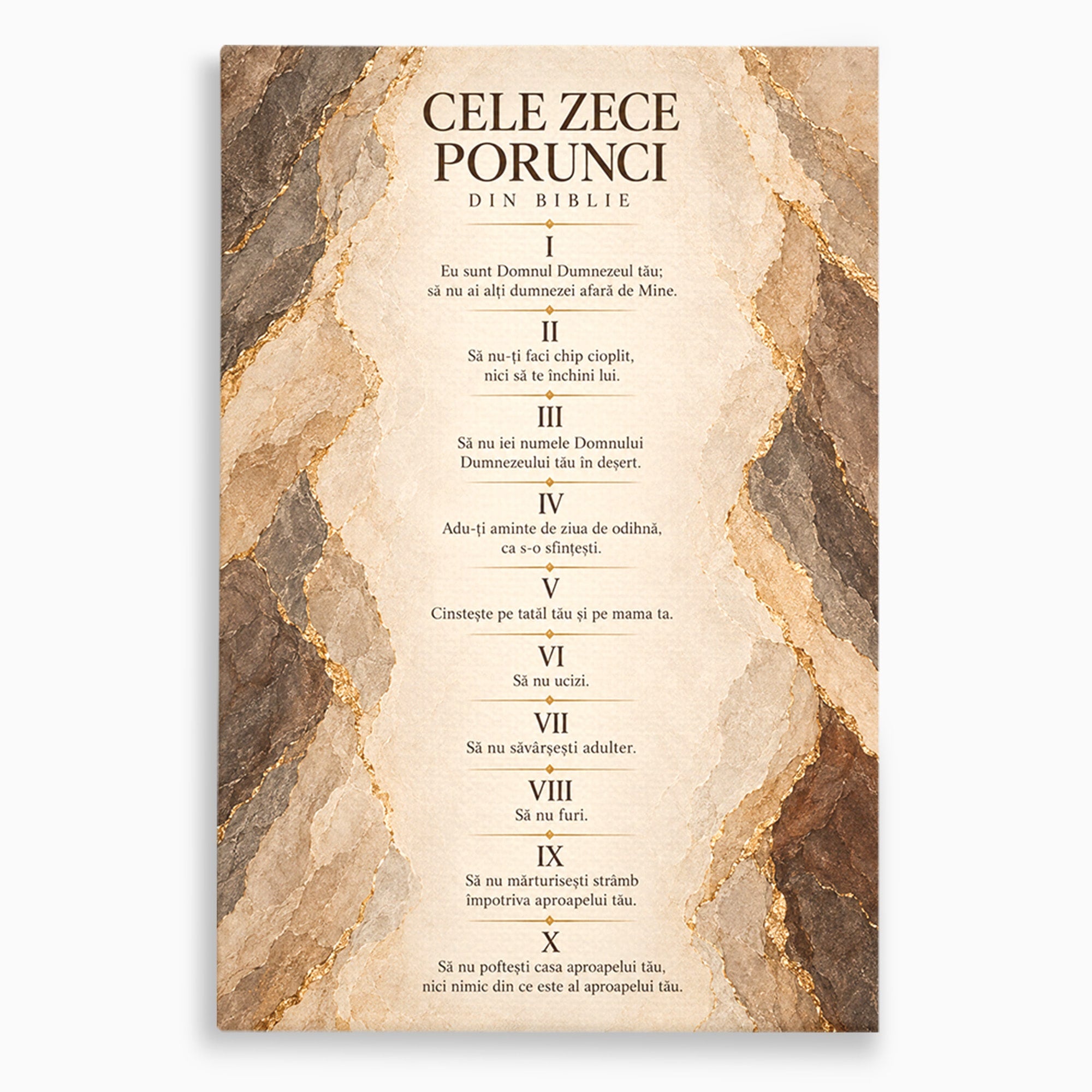 Tablou Canvas Premium LuxCanva® PI1435, Cele Zece Porunci, Religie, Credinta, Text, Motivational, Culori Vibrante, Living, Dormitor, Bucatarie