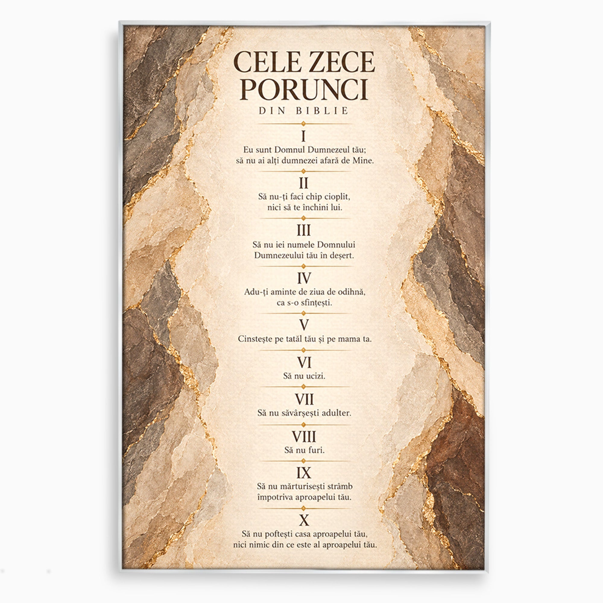 Tablou Canvas Premium LuxCanva® PI1435, Cele Zece Porunci, Religie, Credinta, Text, Motivational, Culori Vibrante, Living, Dormitor, Bucatarie