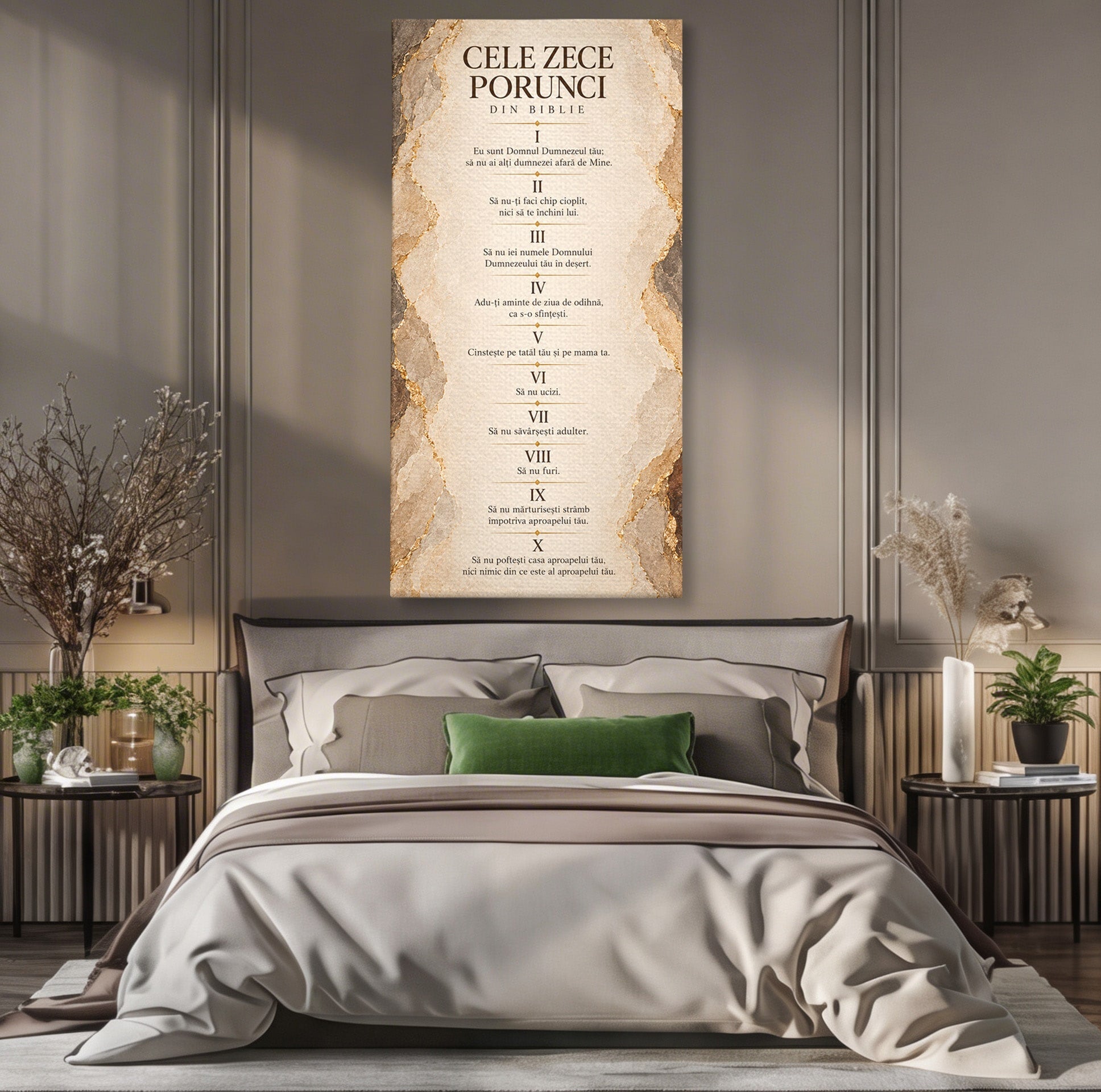 Tablou Canvas Premium LuxCanva® PI1435, Cele Zece Porunci, Religie, Credinta, Text, Motivational, Culori Vibrante, Living, Dormitor, Bucatarie