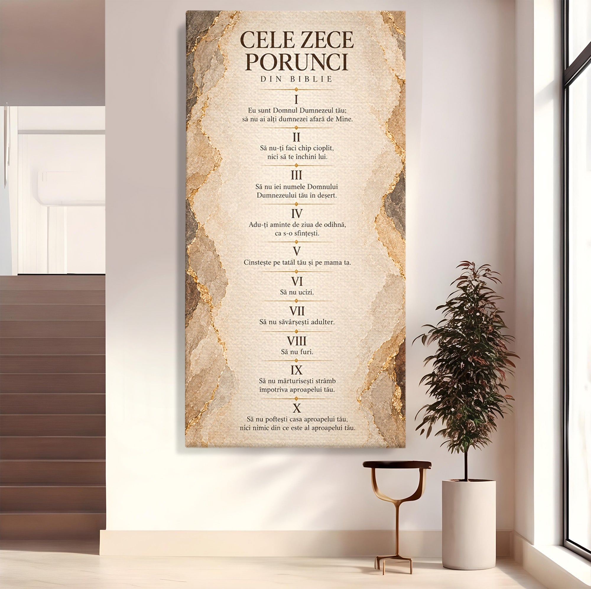 Tablou Canvas Premium LuxCanva® PI1435, Cele Zece Porunci, Religie, Credinta, Text, Motivational, Culori Vibrante, Living, Dormitor, Bucatarie