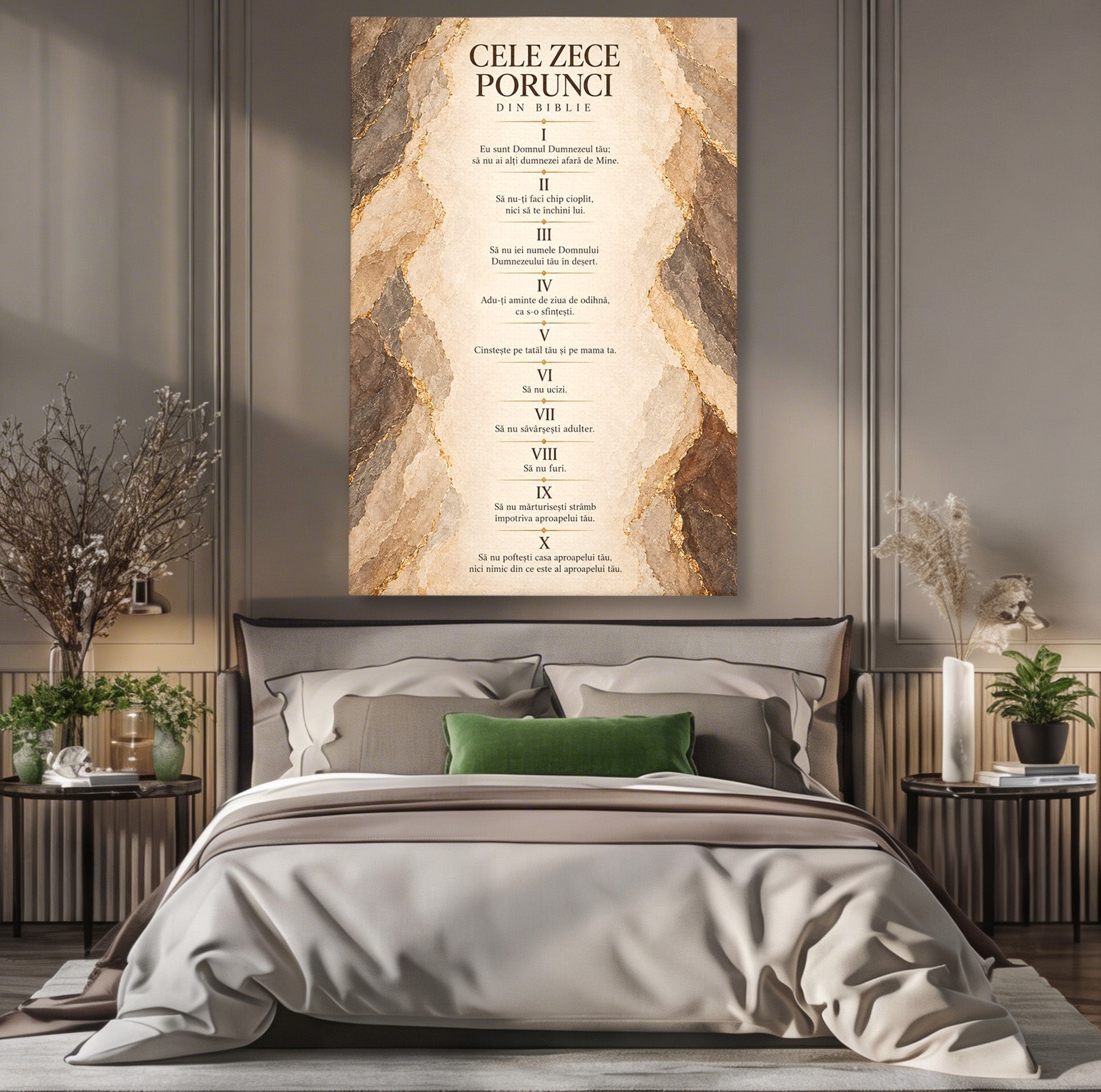 Tablou Canvas Premium LuxCanva® PI1435, Cele Zece Porunci, Religie, Credinta, Text, Motivational, Culori Vibrante, Living, Dormitor, Bucatarie