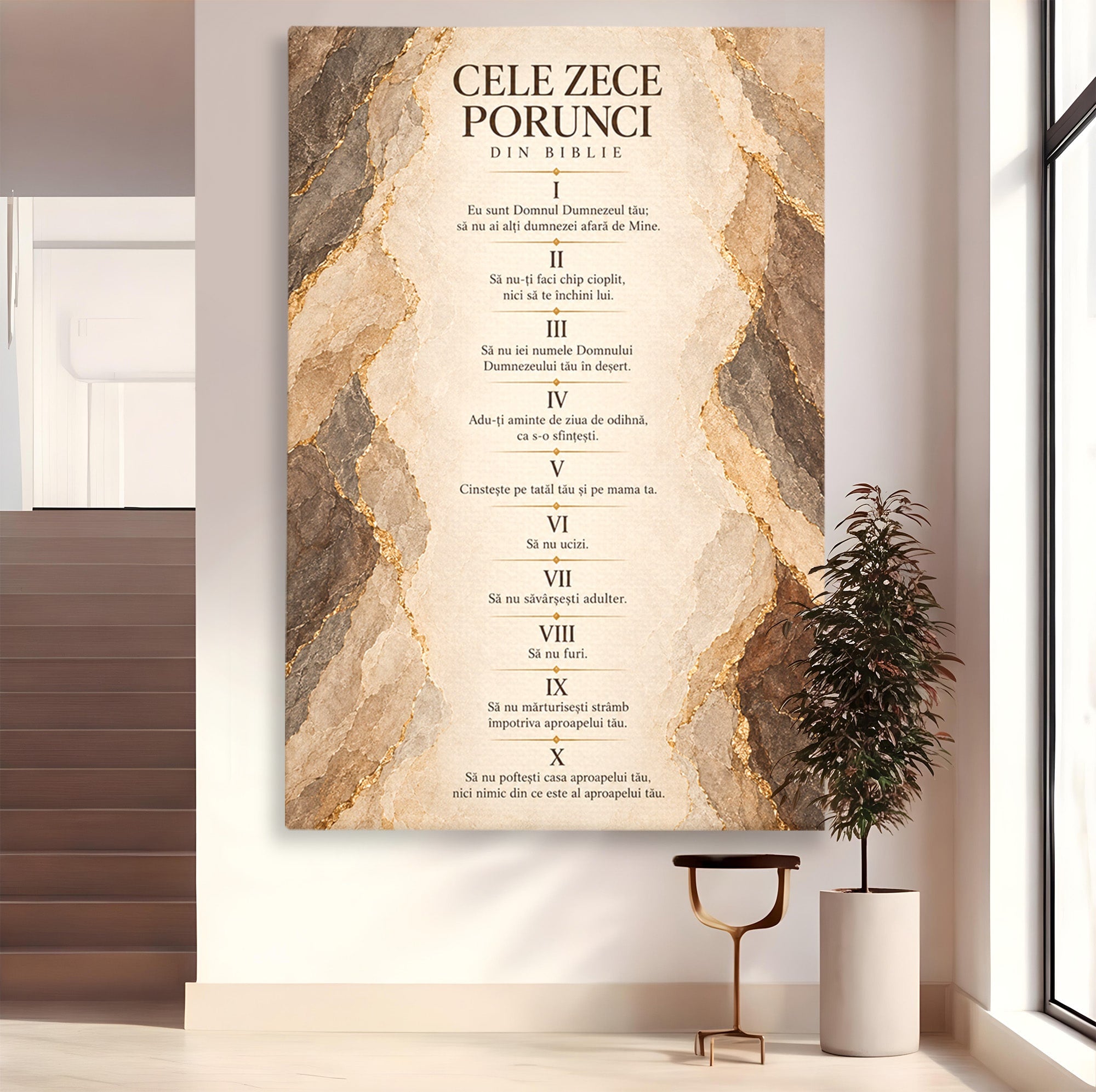 Tablou Canvas Premium LuxCanva® PI1435, Cele Zece Porunci, Religie, Credinta, Text, Motivational, Culori Vibrante, Living, Dormitor, Bucatarie