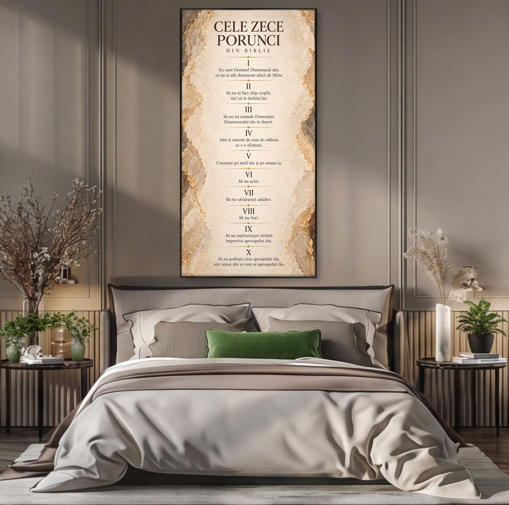 Tablou Canvas Premium LuxCanva® PI1435, Cele Zece Porunci, Religie, Credinta, Text, Motivational, Culori Vibrante, Living, Dormitor, Bucatarie