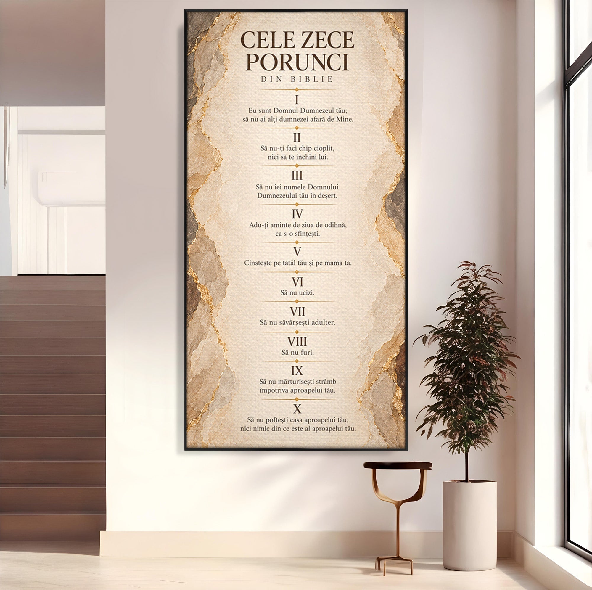 Tablou Canvas Premium LuxCanva® PI1435, Cele Zece Porunci, Religie, Credinta, Text, Motivational, Culori Vibrante, Living, Dormitor, Bucatarie
