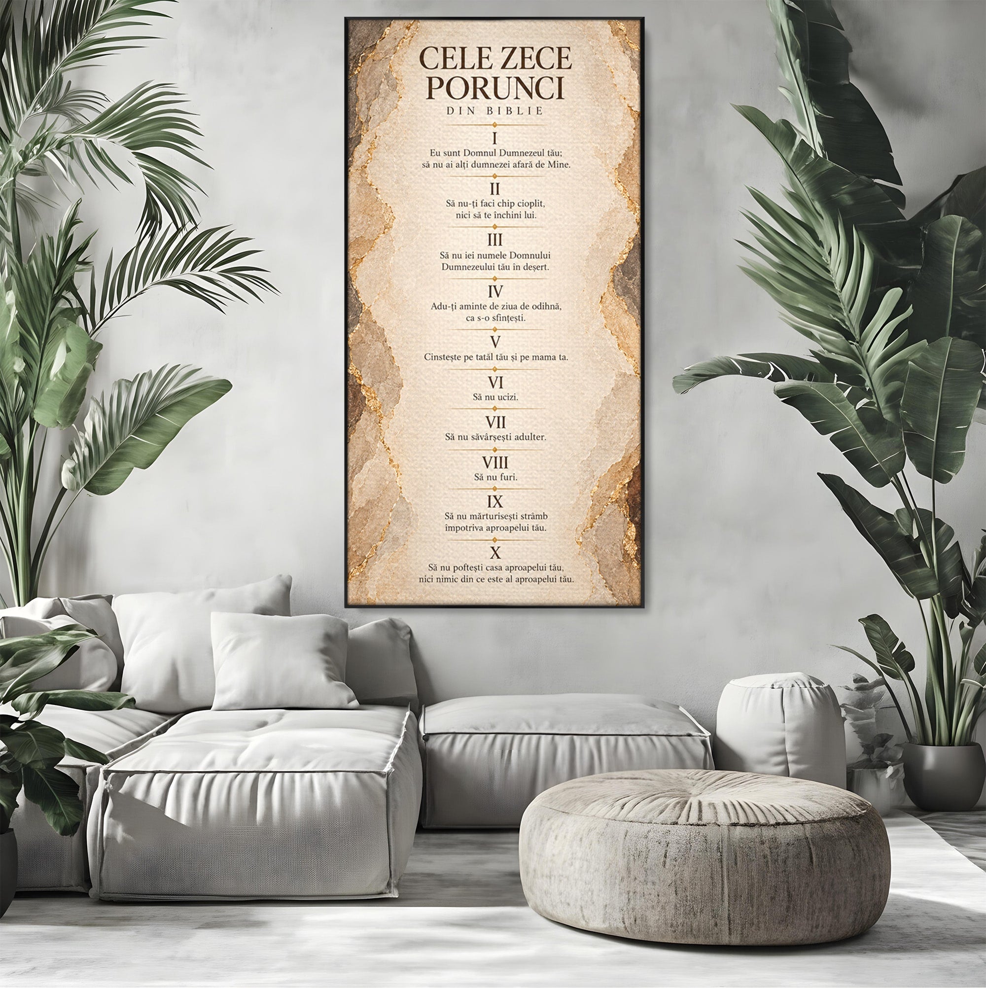 Tablou Canvas Premium LuxCanva® PI1435, Cele Zece Porunci, Religie, Credinta, Text, Motivational, Culori Vibrante, Living, Dormitor, Bucatarie