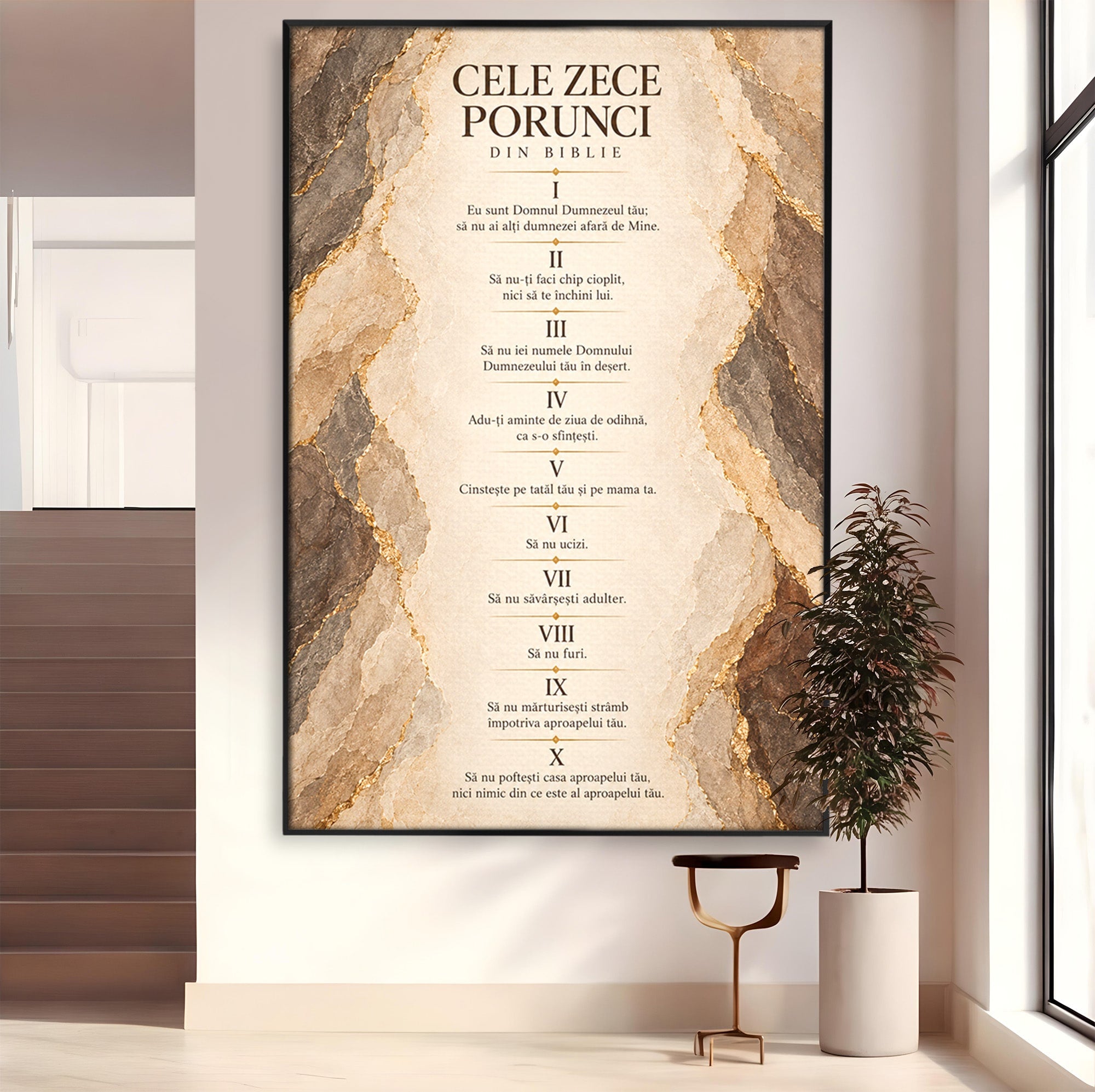 Tablou Canvas Premium LuxCanva® PI1435, Cele Zece Porunci, Religie, Credinta, Text, Motivational, Culori Vibrante, Living, Dormitor, Bucatarie