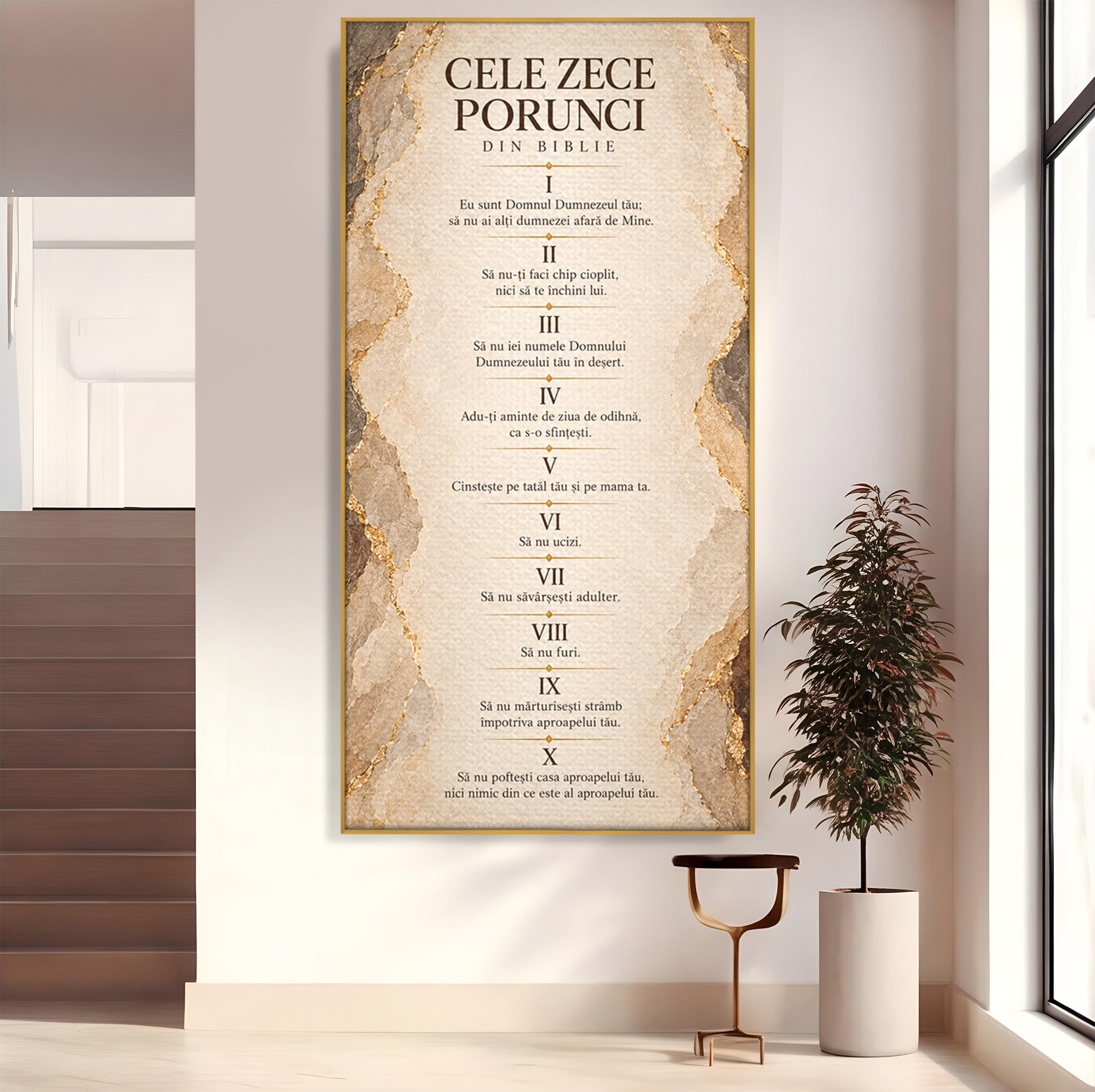 Tablou Canvas Premium LuxCanva® PI1435, Cele Zece Porunci, Religie, Credinta, Text, Motivational, Culori Vibrante, Living, Dormitor, Bucatarie