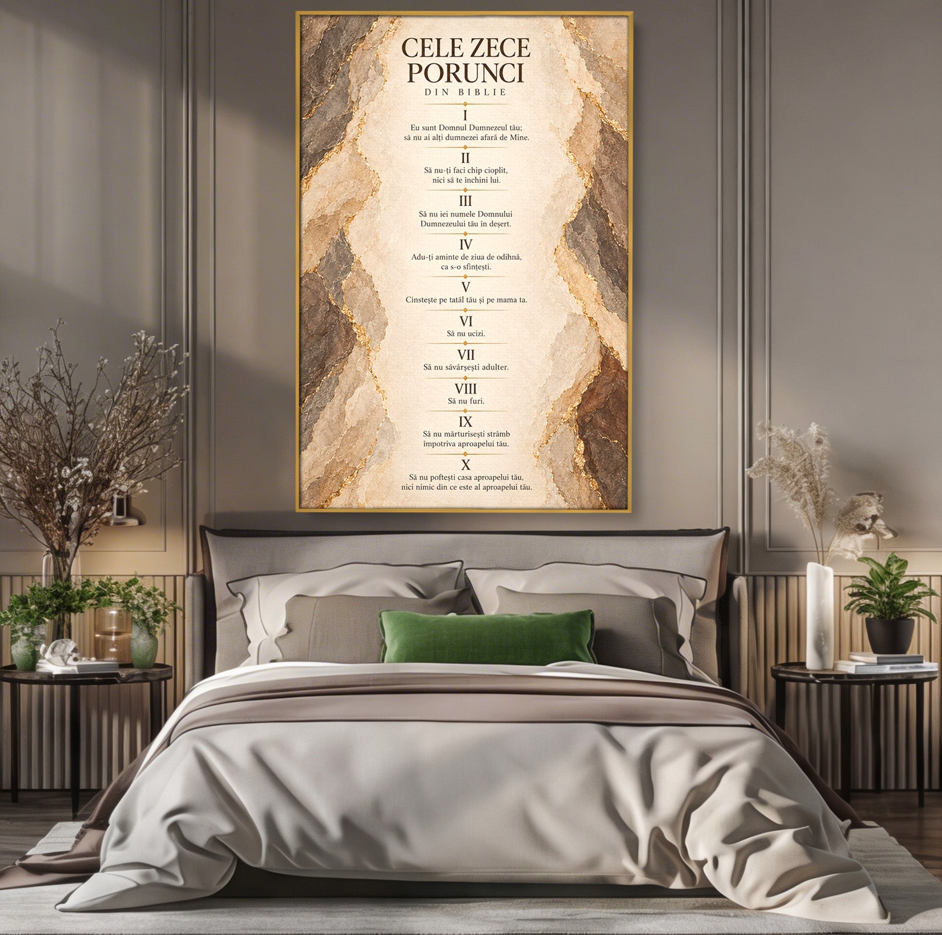 Tablou Canvas Premium LuxCanva® PI1435, Cele Zece Porunci, Religie, Credinta, Text, Motivational, Culori Vibrante, Living, Dormitor, Bucatarie