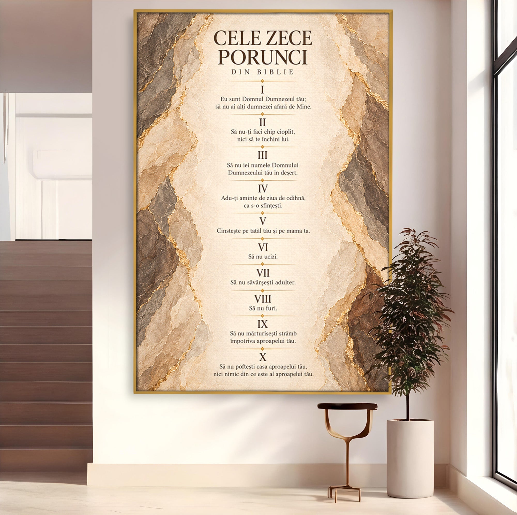 Tablou Canvas Premium LuxCanva® PI1435, Cele Zece Porunci, Religie, Credinta, Text, Motivational, Culori Vibrante, Living, Dormitor, Bucatarie
