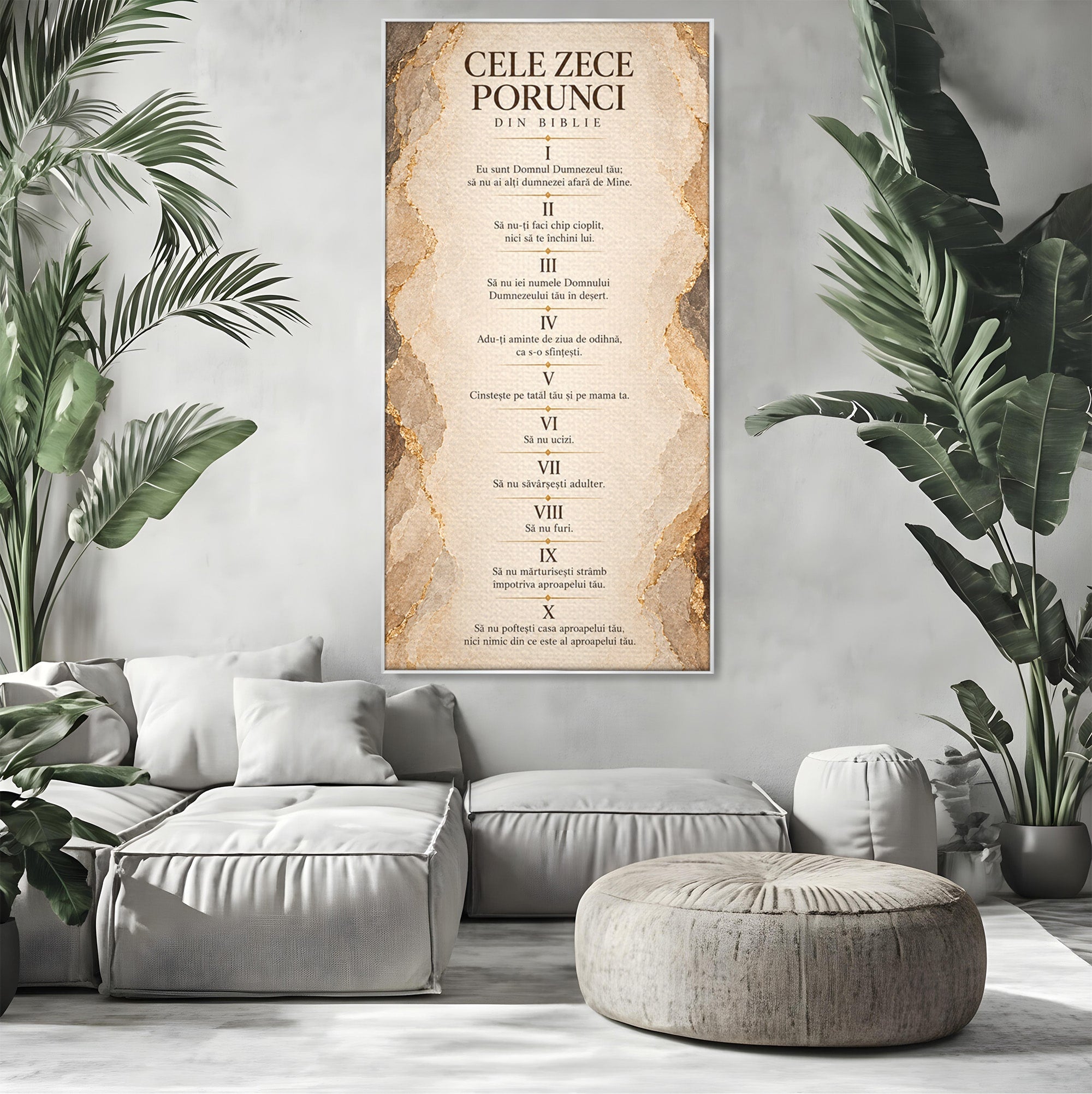 Tablou Canvas Premium LuxCanva® PI1435, Cele Zece Porunci, Religie, Credinta, Text, Motivational, Culori Vibrante, Living, Dormitor, Bucatarie
