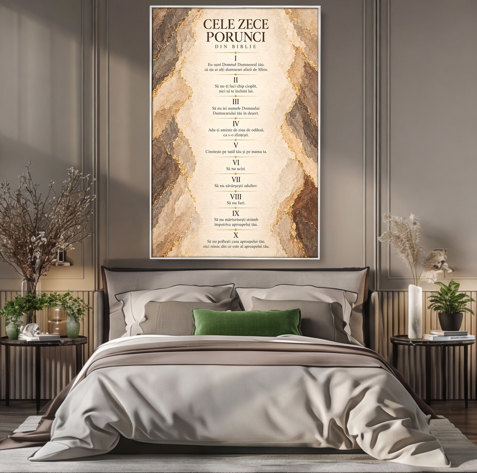 Tablou Canvas Premium LuxCanva® PI1435, Cele Zece Porunci, Religie, Credinta, Text, Motivational, Culori Vibrante, Living, Dormitor, Bucatarie