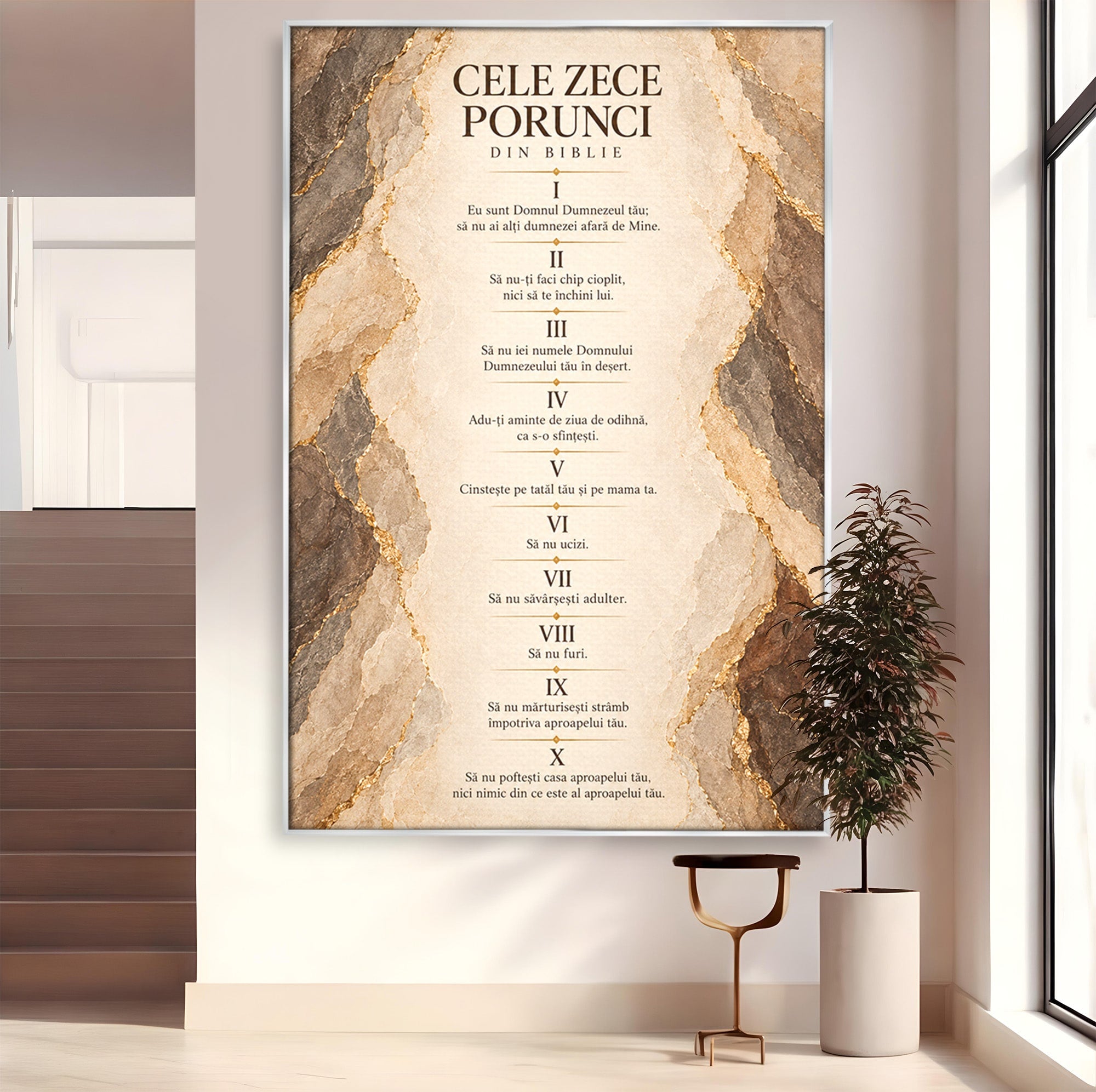 Tablou Canvas Premium LuxCanva® PI1435, Cele Zece Porunci, Religie, Credinta, Text, Motivational, Culori Vibrante, Living, Dormitor, Bucatarie