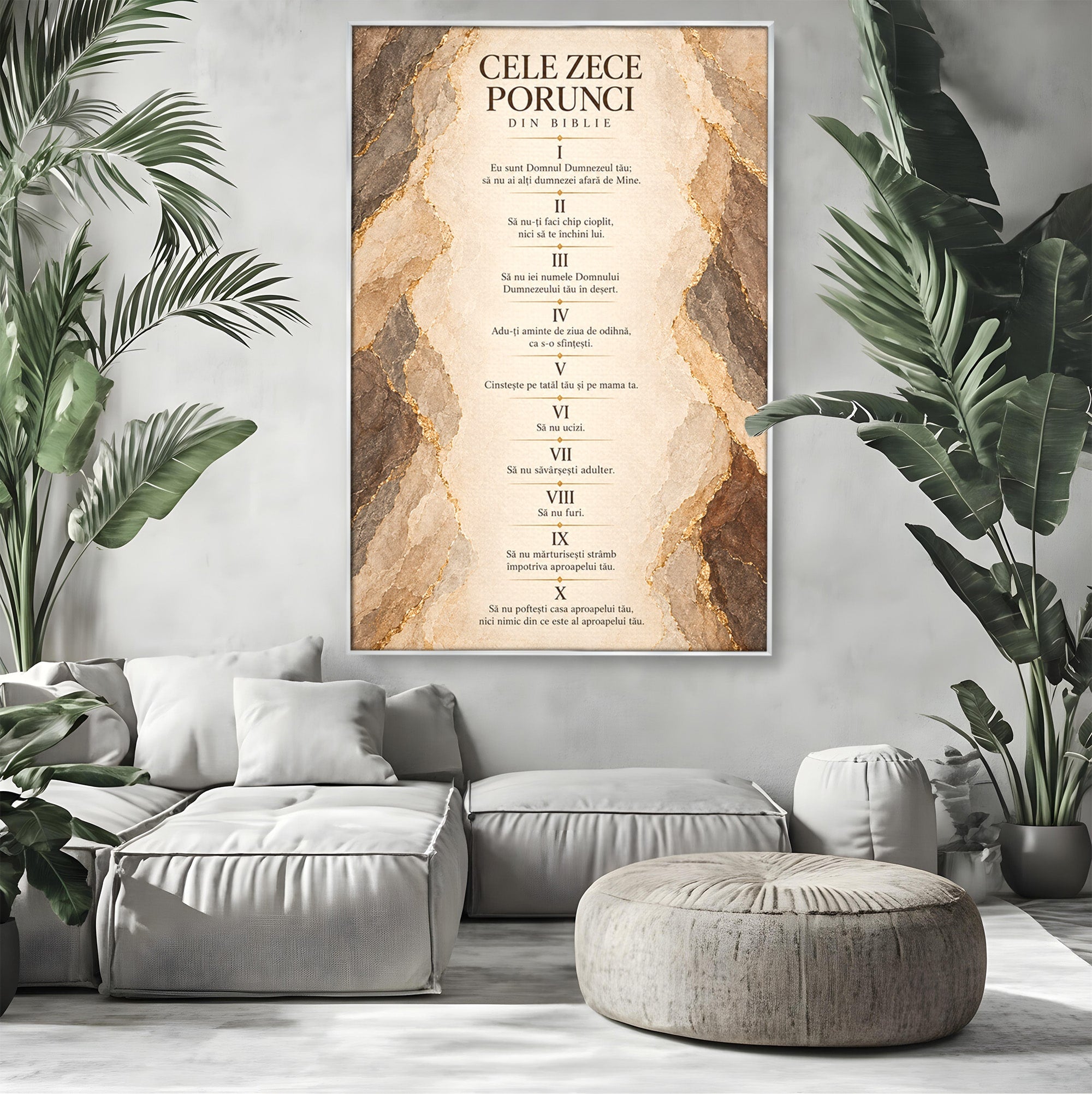 Tablou Canvas Premium LuxCanva® PI1435, Cele Zece Porunci, Religie, Credinta, Text, Motivational, Culori Vibrante, Living, Dormitor, Bucatarie