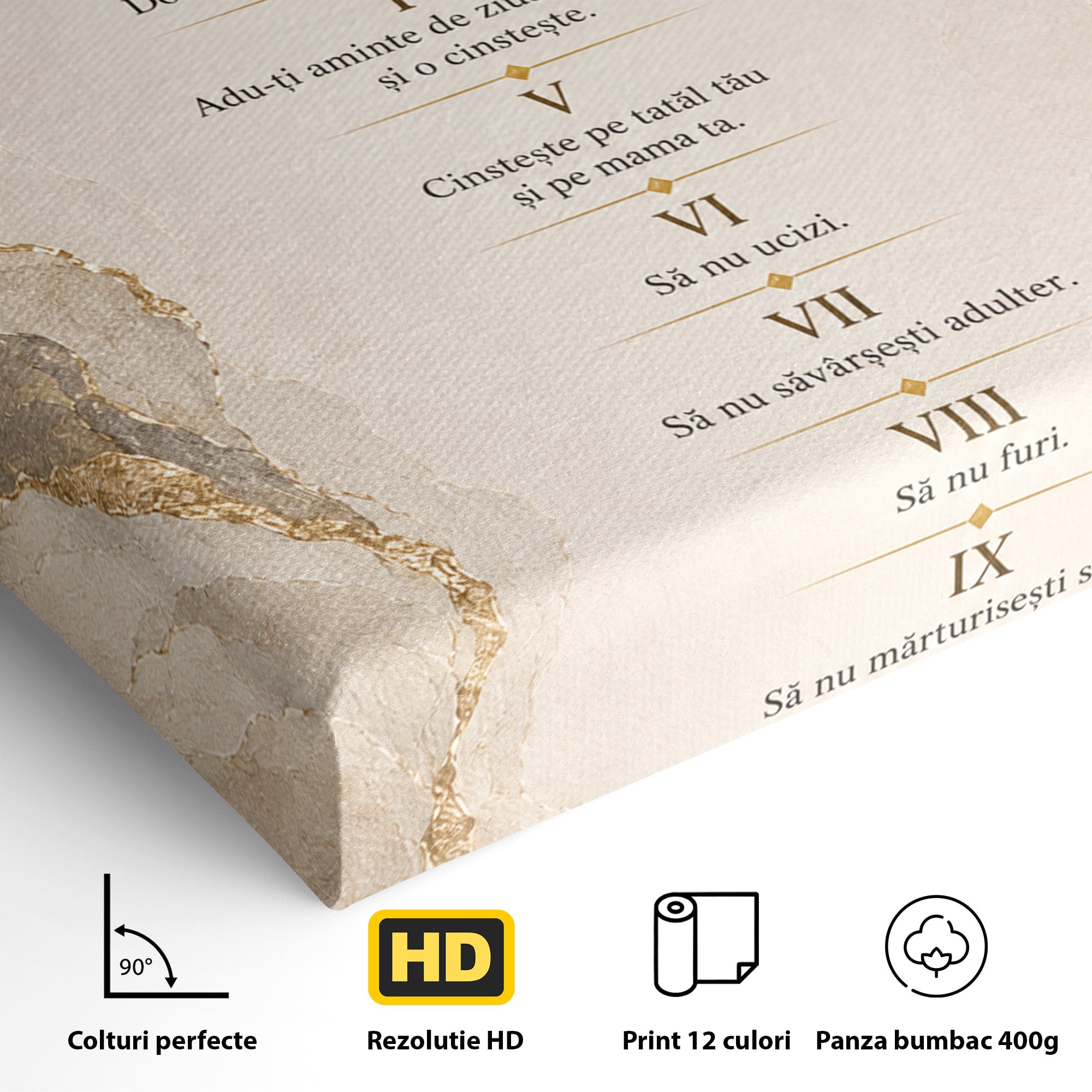 Tablou Canvas Premium LuxCanva® PI1436, Legile Divinitatii, Religie, Text, Inspirational, Porunci, Culori Vibrante, Living, Dormitor, Bucatarie