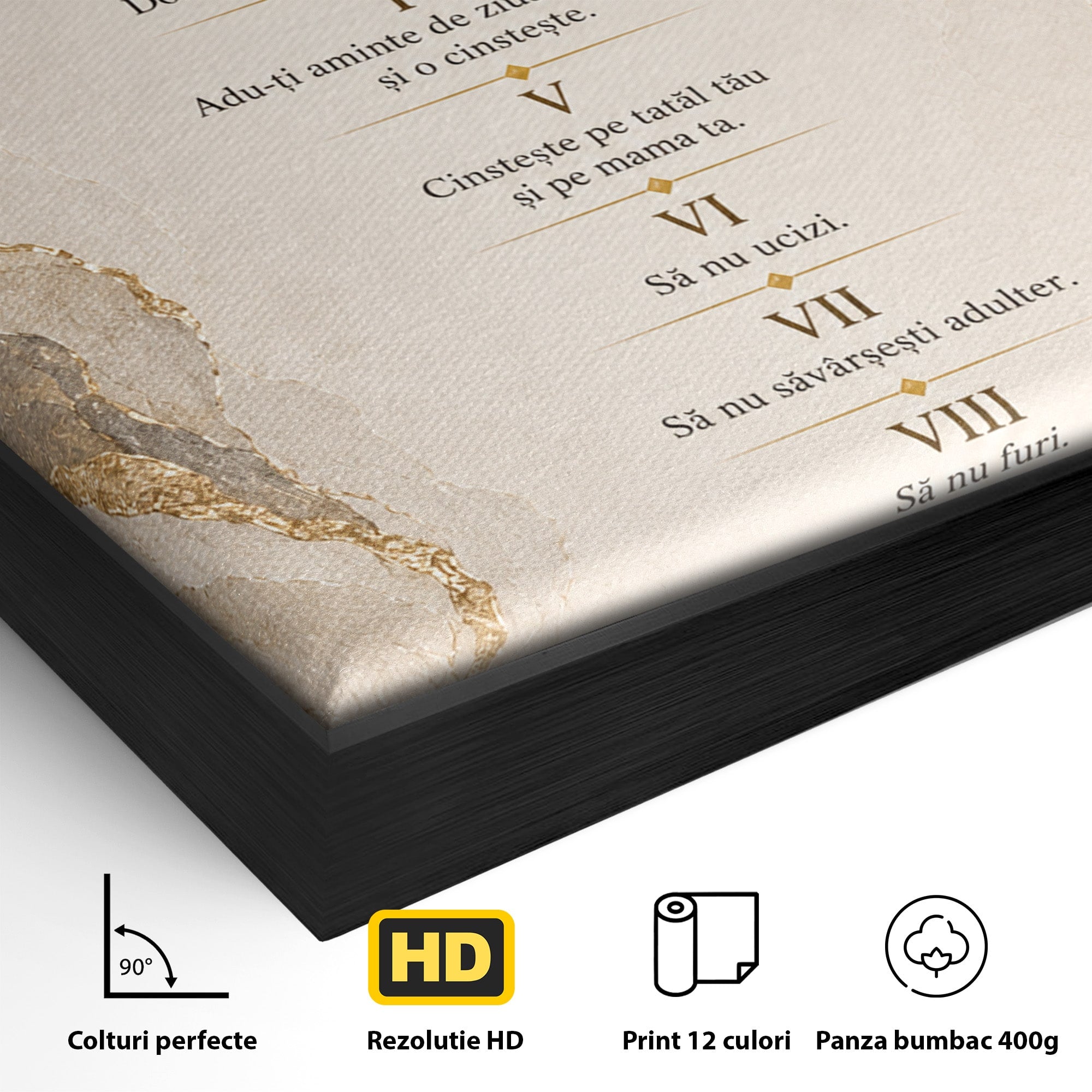 Tablou Canvas Premium LuxCanva® PI1436, Legile Divinitatii, Religie, Text, Inspirational, Porunci, Culori Vibrante, Living, Dormitor, Bucatarie