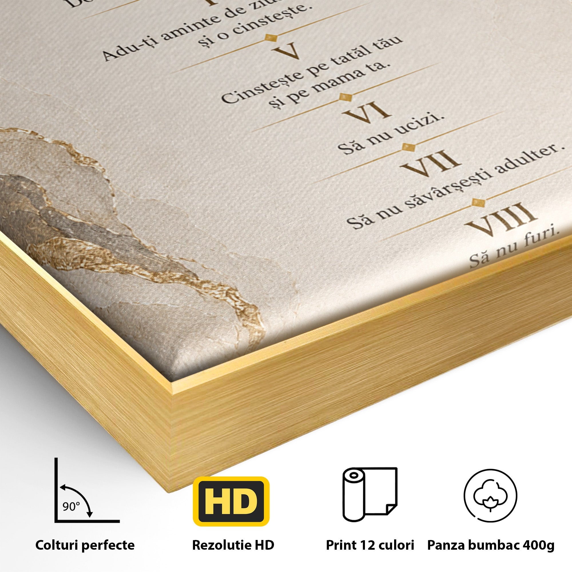 Tablou Canvas Premium LuxCanva® PI1436, Legile Divinitatii, Religie, Text, Inspirational, Porunci, Culori Vibrante, Living, Dormitor, Bucatarie