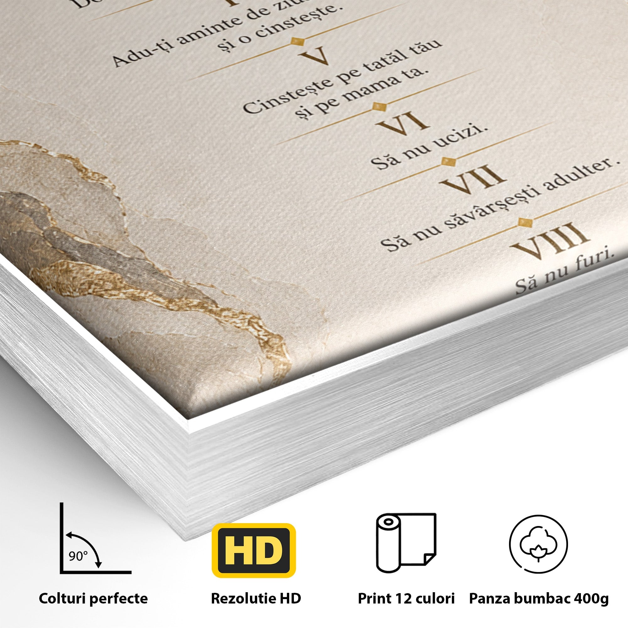 Tablou Canvas Premium LuxCanva® PI1436, Legile Divinitatii, Religie, Text, Inspirational, Porunci, Culori Vibrante, Living, Dormitor, Bucatarie