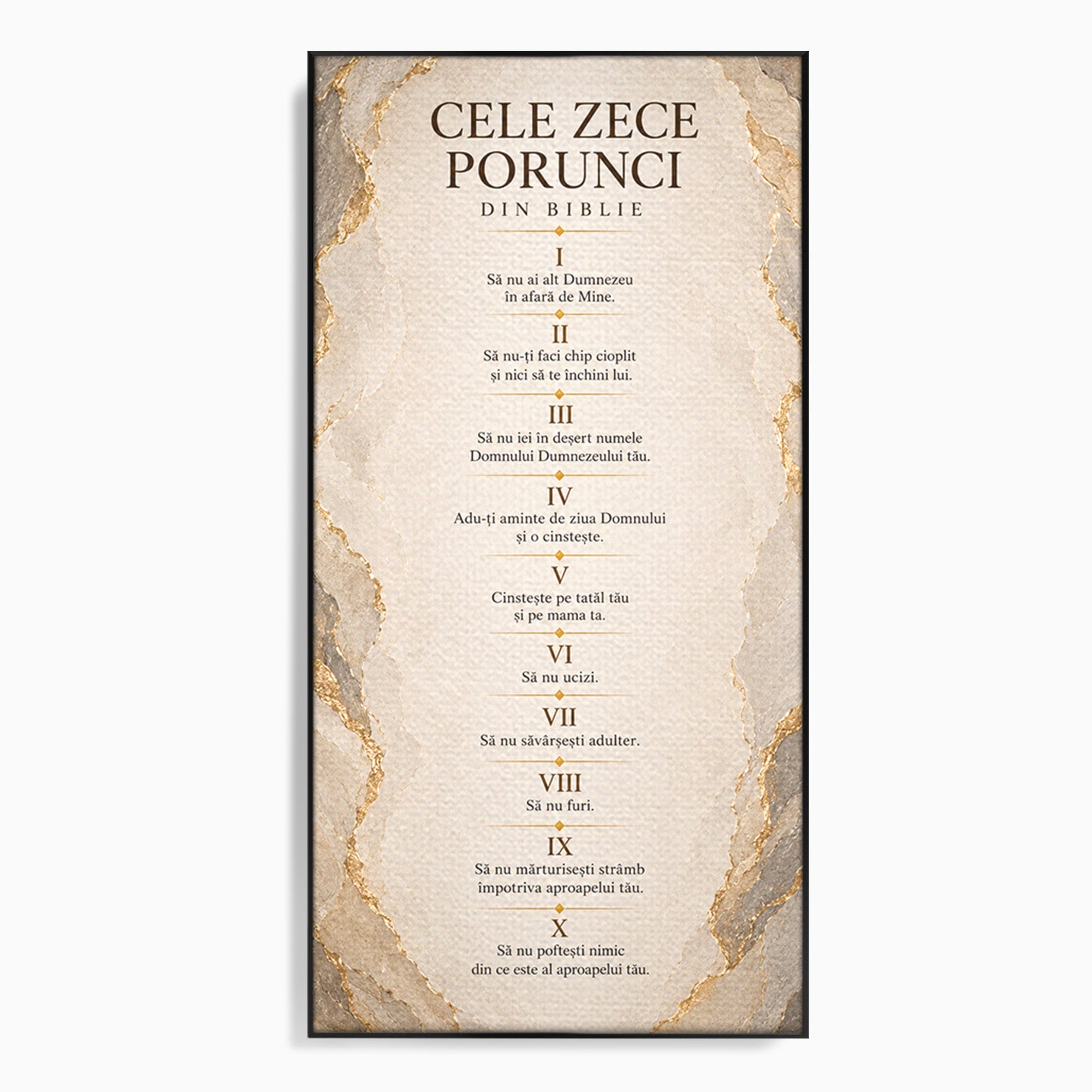 Tablou Canvas Premium LuxCanva® PI1436, Legile Divinitatii, Religie, Text, Inspirational, Porunci, Culori Vibrante, Living, Dormitor, Bucatarie