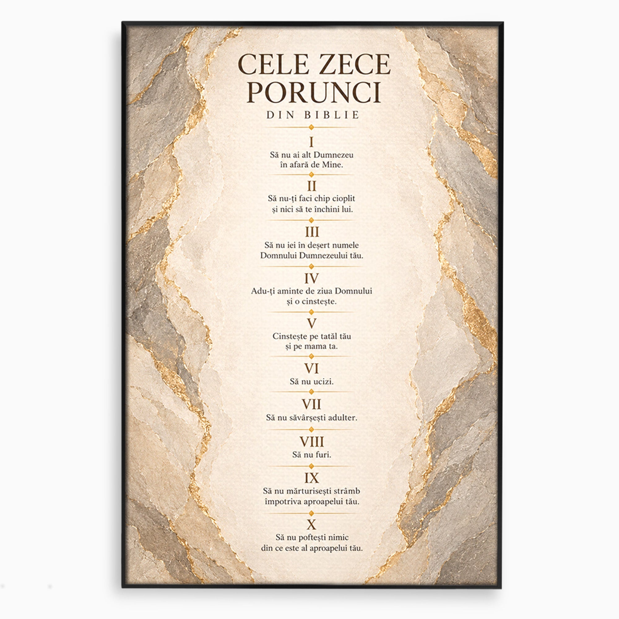 Tablou Canvas Premium LuxCanva® PI1436, Legile Divinitatii, Religie, Text, Inspirational, Porunci, Culori Vibrante, Living, Dormitor, Bucatarie