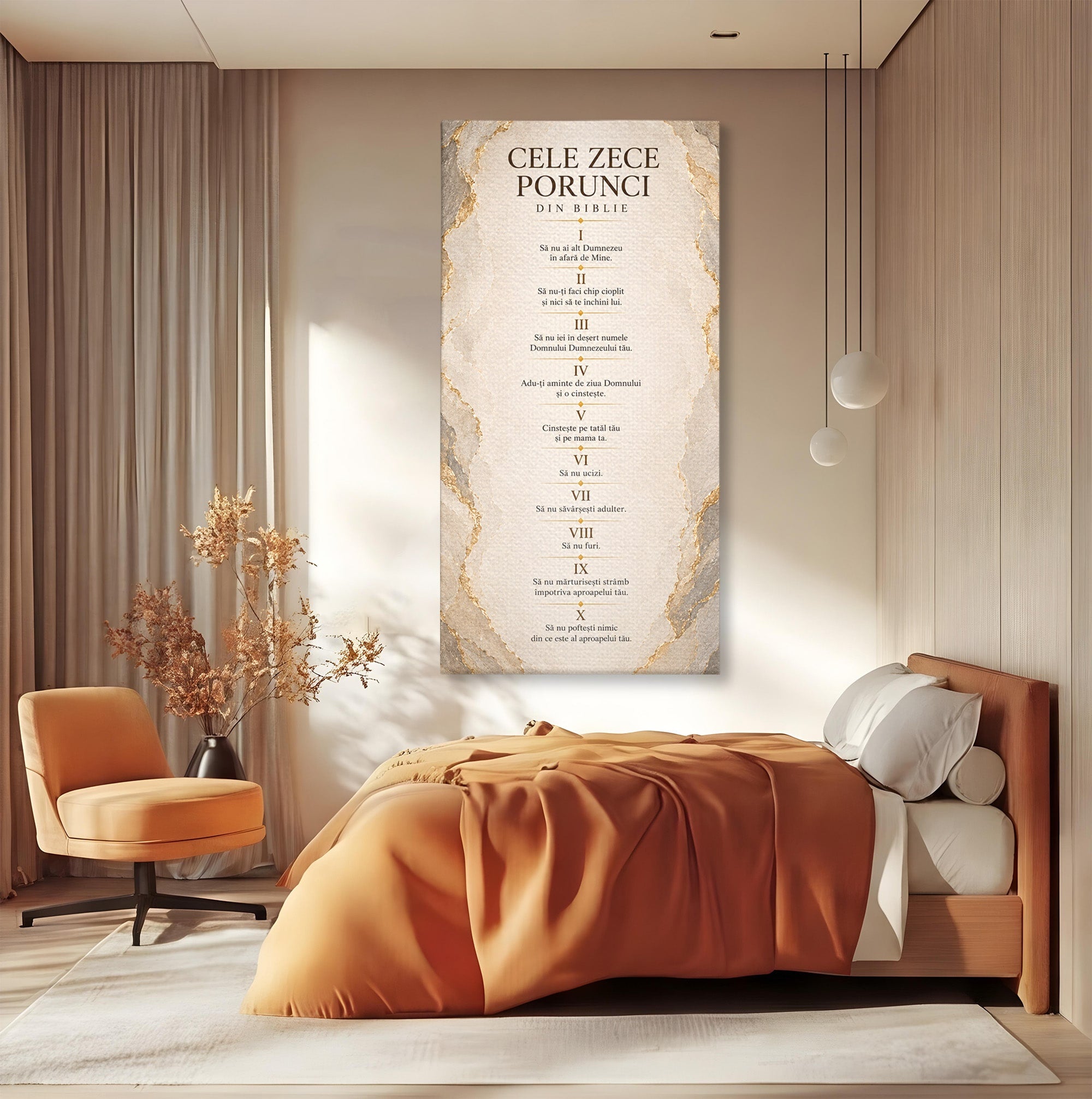 Tablou Canvas Premium LuxCanva® PI1436, Legile Divinitatii, Religie, Text, Inspirational, Porunci, Culori Vibrante, Living, Dormitor, Bucatarie