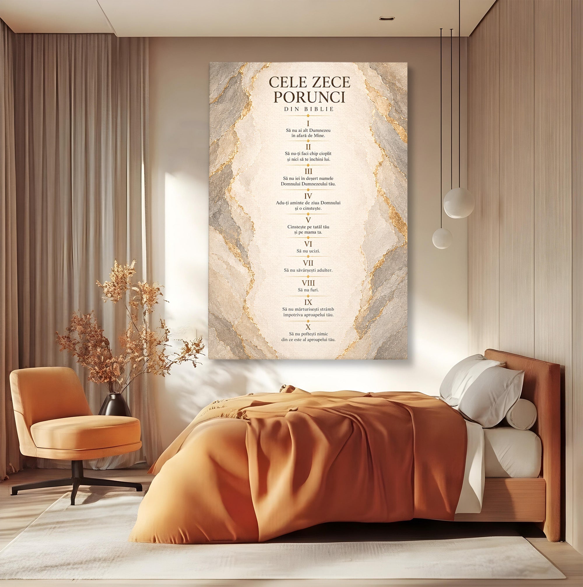 Tablou Canvas Premium LuxCanva® PI1436, Legile Divinitatii, Religie, Text, Inspirational, Porunci, Culori Vibrante, Living, Dormitor, Bucatarie