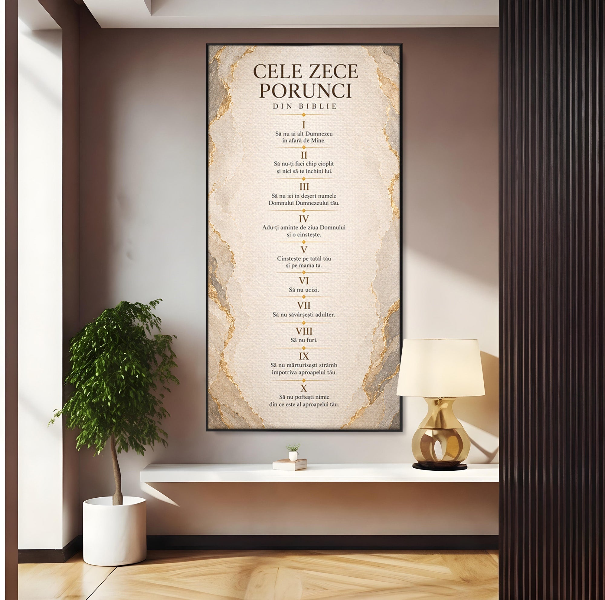 Tablou Canvas Premium LuxCanva® PI1436, Legile Divinitatii, Religie, Text, Inspirational, Porunci, Culori Vibrante, Living, Dormitor, Bucatarie