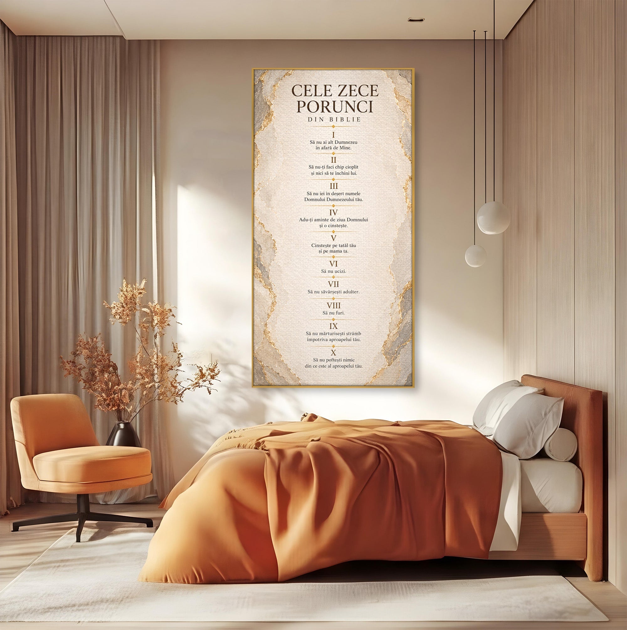 Tablou Canvas Premium LuxCanva® PI1436, Legile Divinitatii, Religie, Text, Inspirational, Porunci, Culori Vibrante, Living, Dormitor, Bucatarie