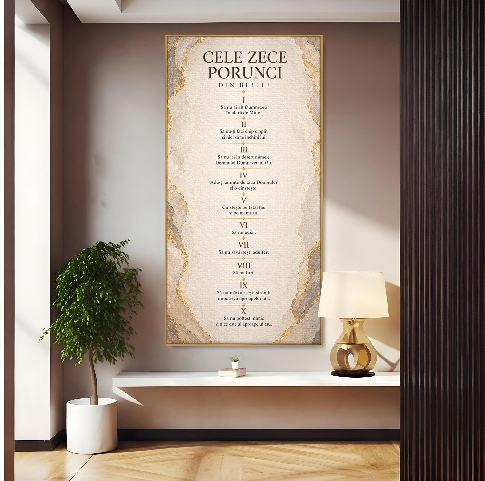 Tablou Canvas Premium LuxCanva® PI1436, Legile Divinitatii, Religie, Text, Inspirational, Porunci, Culori Vibrante, Living, Dormitor, Bucatarie