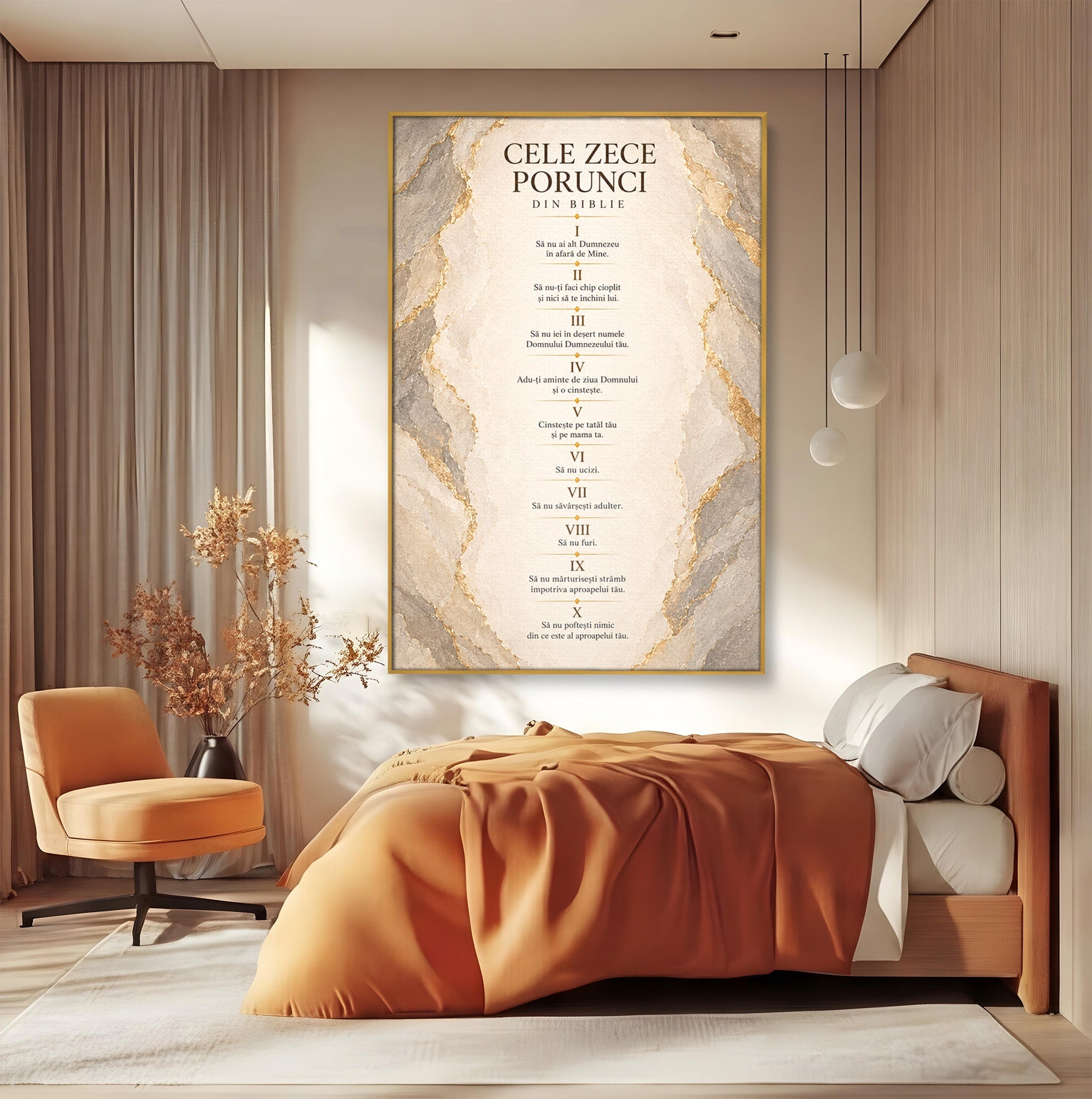 Tablou Canvas Premium LuxCanva® PI1436, Legile Divinitatii, Religie, Text, Inspirational, Porunci, Culori Vibrante, Living, Dormitor, Bucatarie