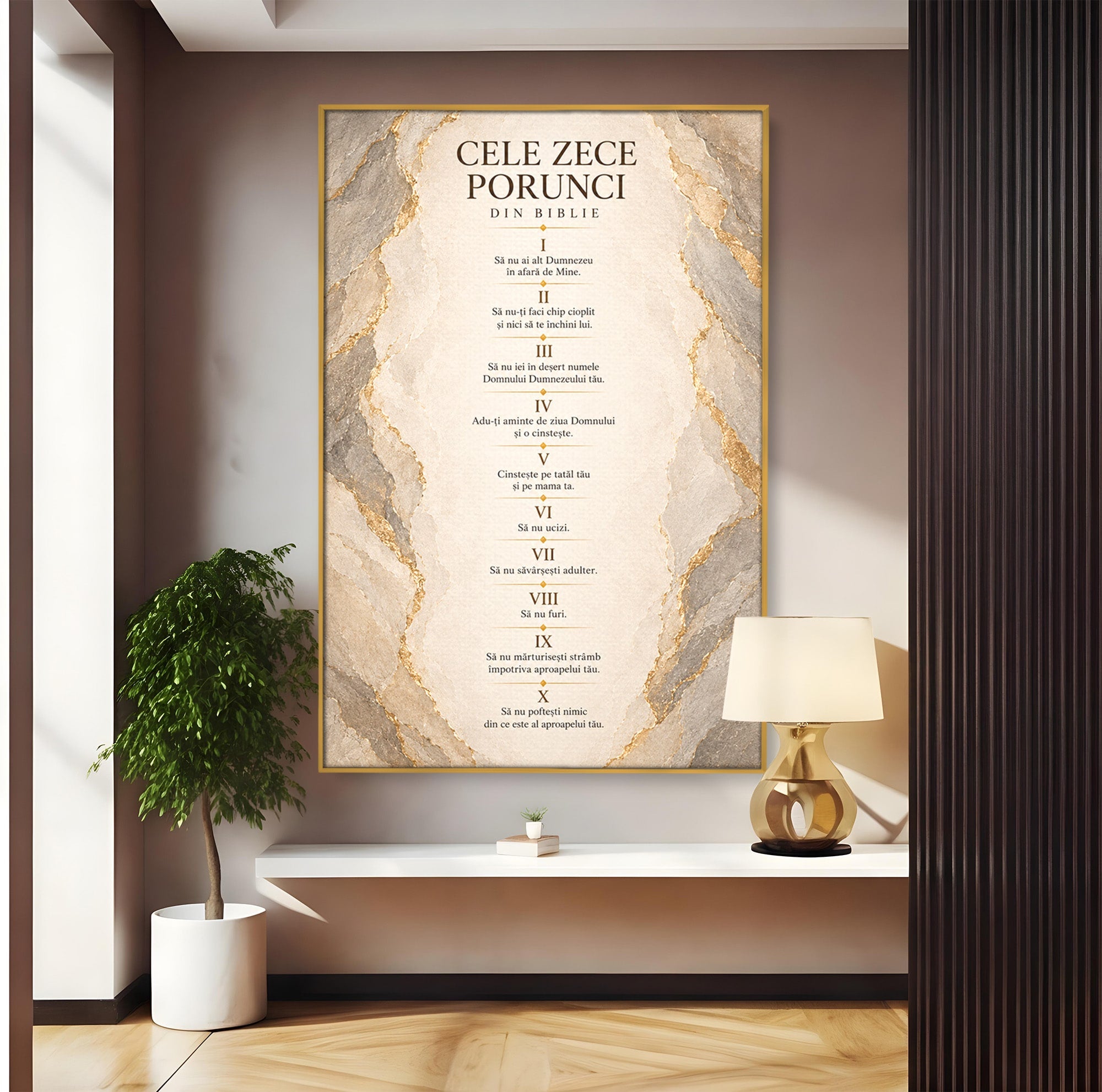 Tablou Canvas Premium LuxCanva® PI1436, Legile Divinitatii, Religie, Text, Inspirational, Porunci, Culori Vibrante, Living, Dormitor, Bucatarie