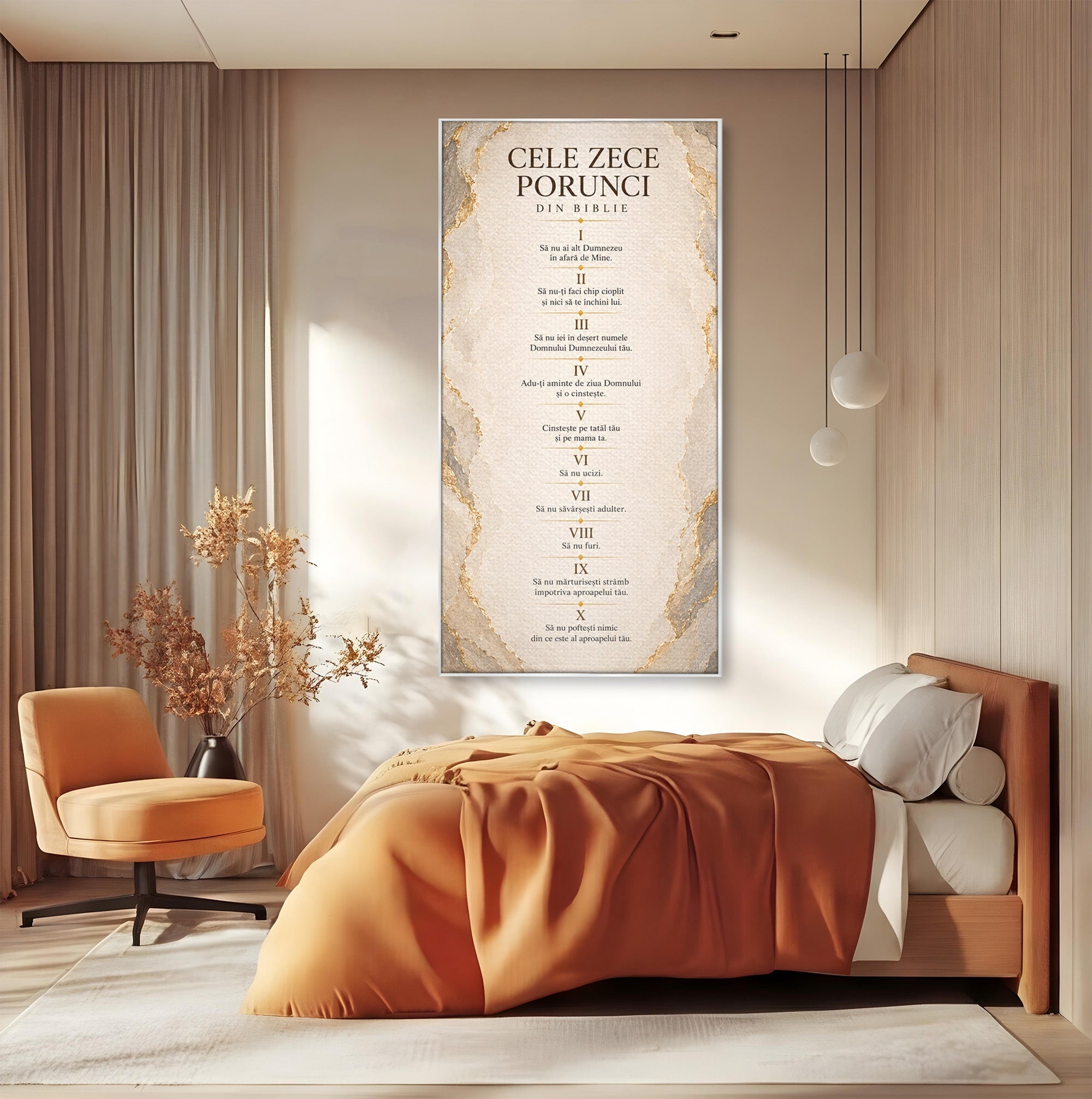 Tablou Canvas Premium LuxCanva® PI1436, Legile Divinitatii, Religie, Text, Inspirational, Porunci, Culori Vibrante, Living, Dormitor, Bucatarie