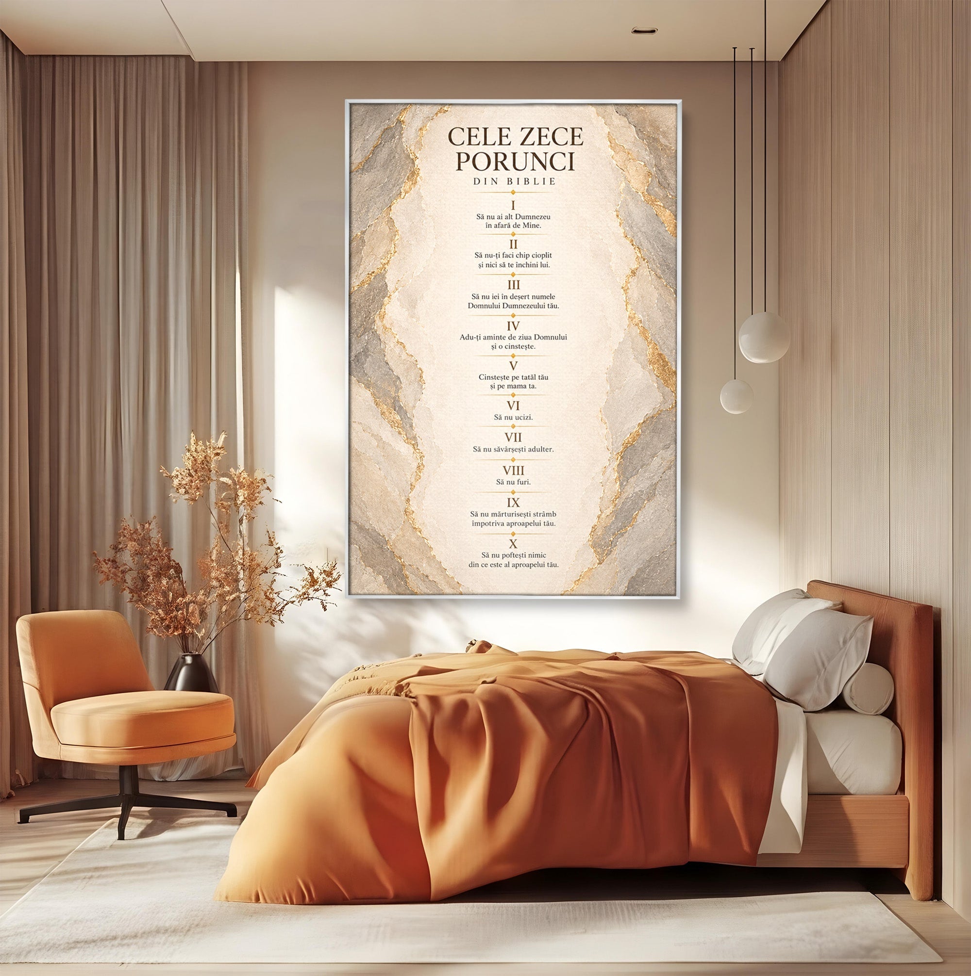 Tablou Canvas Premium LuxCanva® PI1436, Legile Divinitatii, Religie, Text, Inspirational, Porunci, Culori Vibrante, Living, Dormitor, Bucatarie