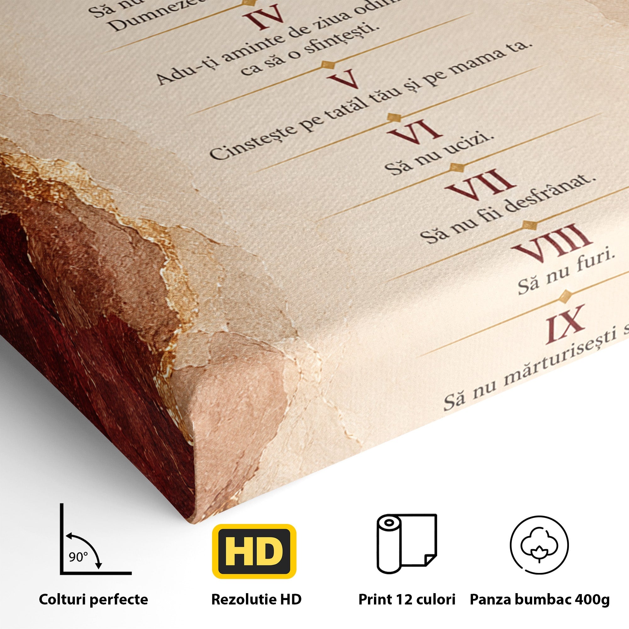 Tablou Canvas Premium LuxCanva® PI1437, Invataturi Divine, Religie, Text, Biblie, Intelepciune, Culori Vibrante, Living, Dormitor, Bucatarie