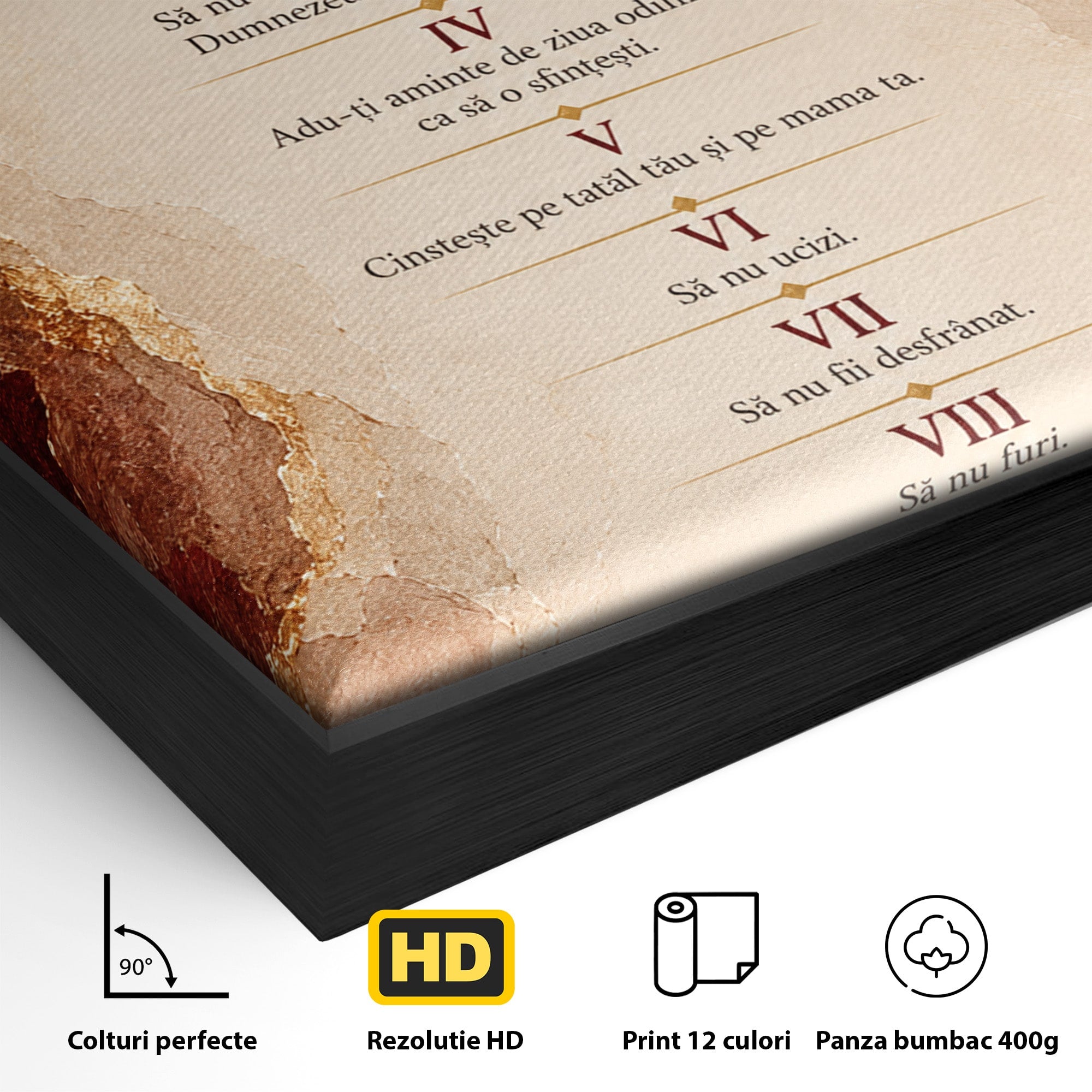 Tablou Canvas Premium LuxCanva® PI1437, Invataturi Divine, Religie, Text, Biblie, Intelepciune, Culori Vibrante, Living, Dormitor, Bucatarie