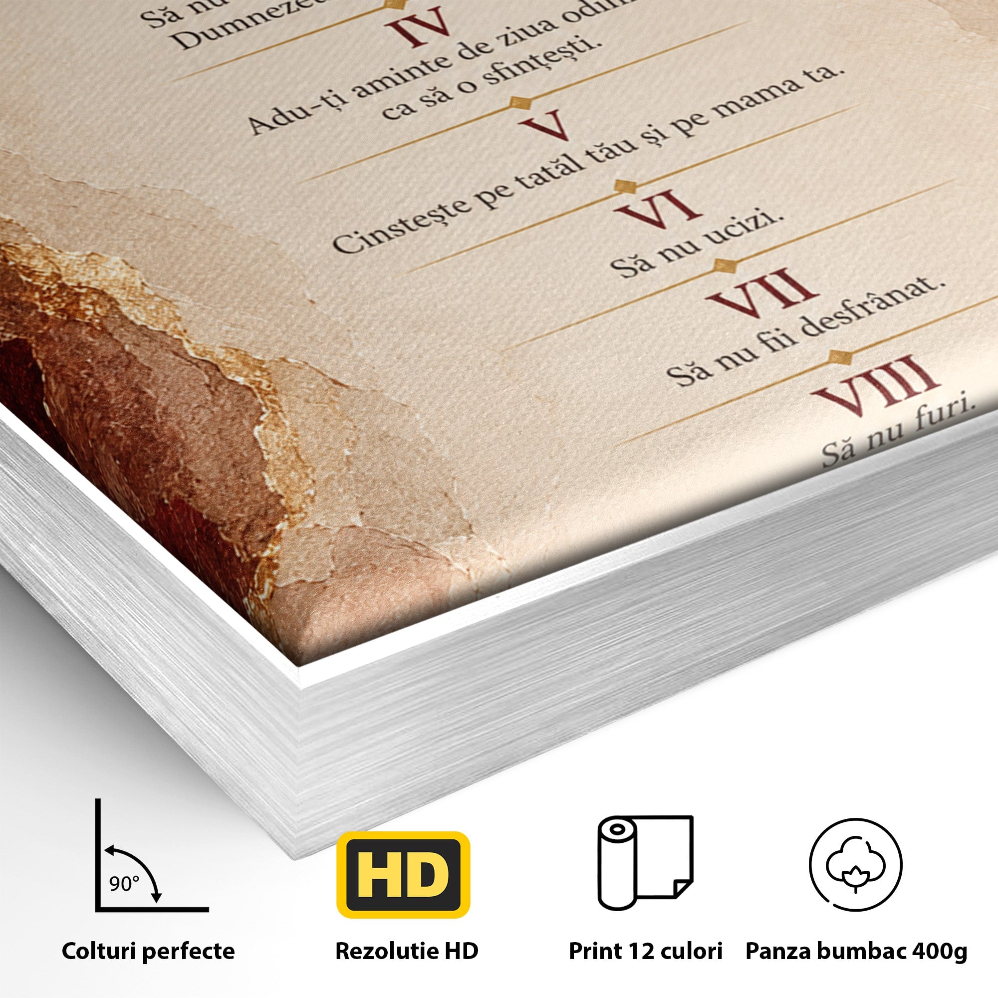 Tablou Canvas Premium LuxCanva® PI1437, Invataturi Divine, Religie, Text, Biblie, Intelepciune, Culori Vibrante, Living, Dormitor, Bucatarie