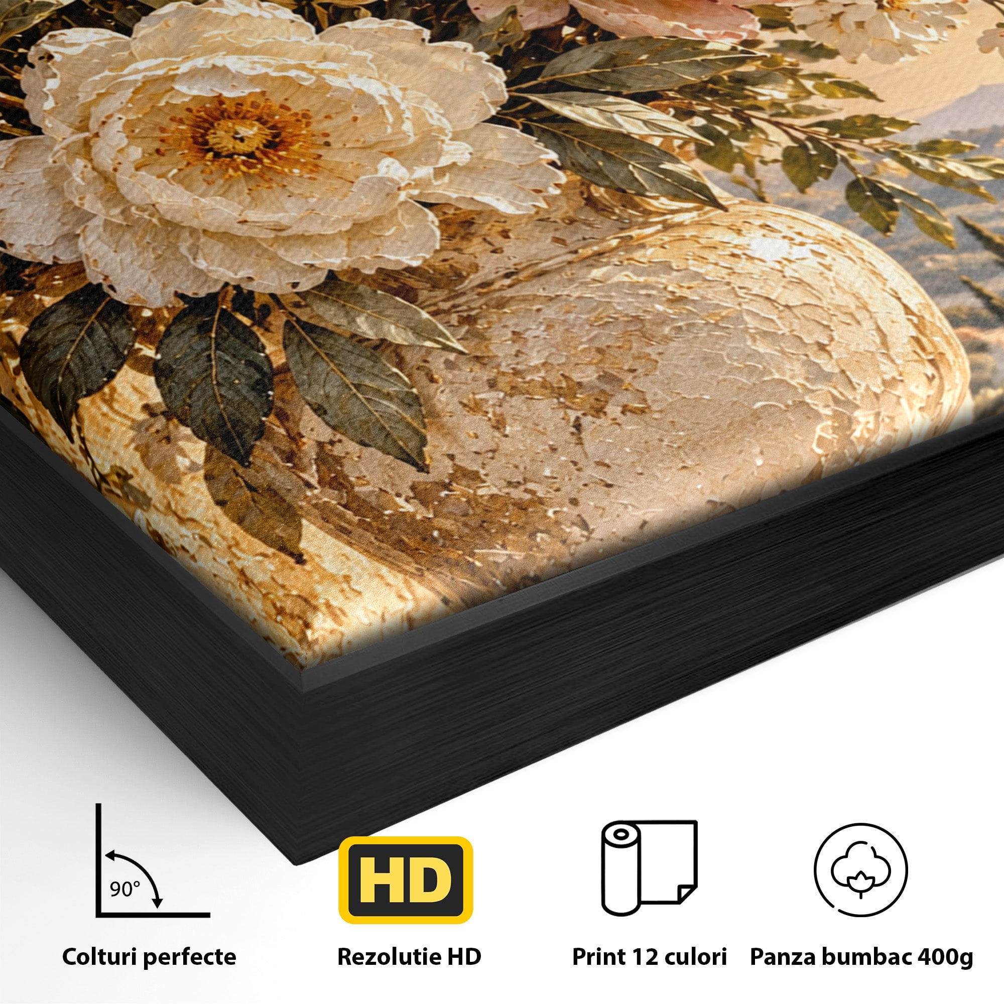 Tablou Canvas Premium LuxCanva® PI1441, Vaza Cu Bujori De Vara, Decor, Floare, Vaza, Buchet, Peisaj, Culori Vibrante, Living, Dormitor