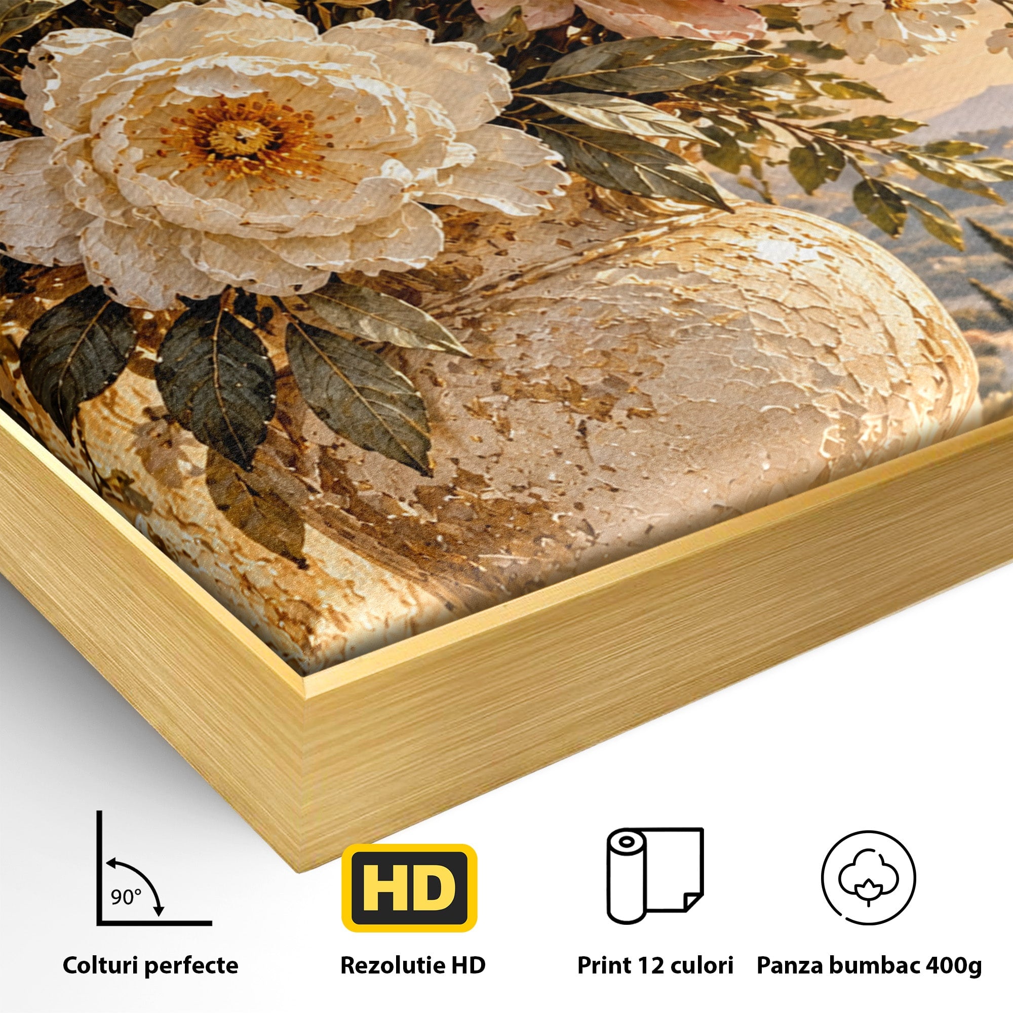 Tablou Canvas Premium LuxCanva® PI1441, Vaza Cu Bujori De Vara, Decor, Floare, Vaza, Buchet, Peisaj, Culori Vibrante, Living, Dormitor