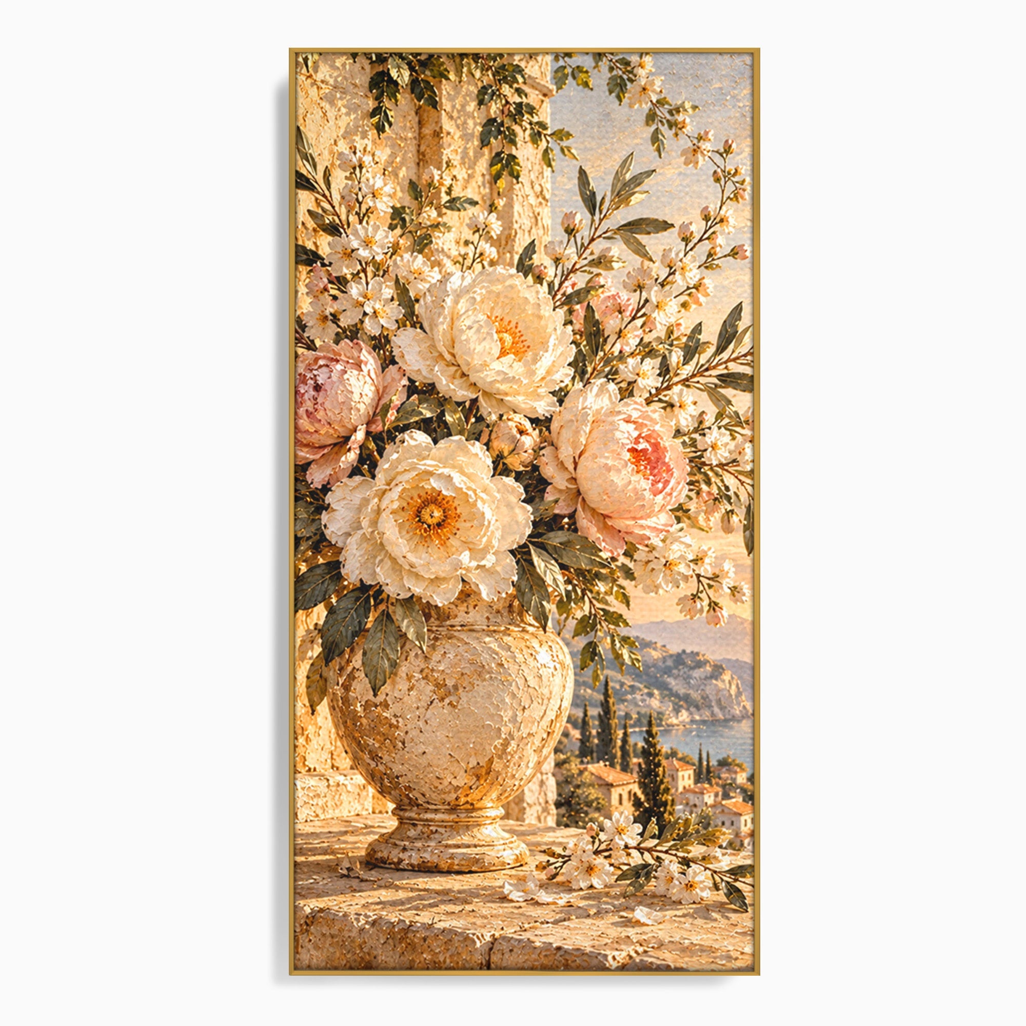 Tablou Canvas Premium LuxCanva® PI1441, Vaza Cu Bujori De Vara, Decor, Floare, Vaza, Buchet, Peisaj, Culori Vibrante, Living, Dormitor