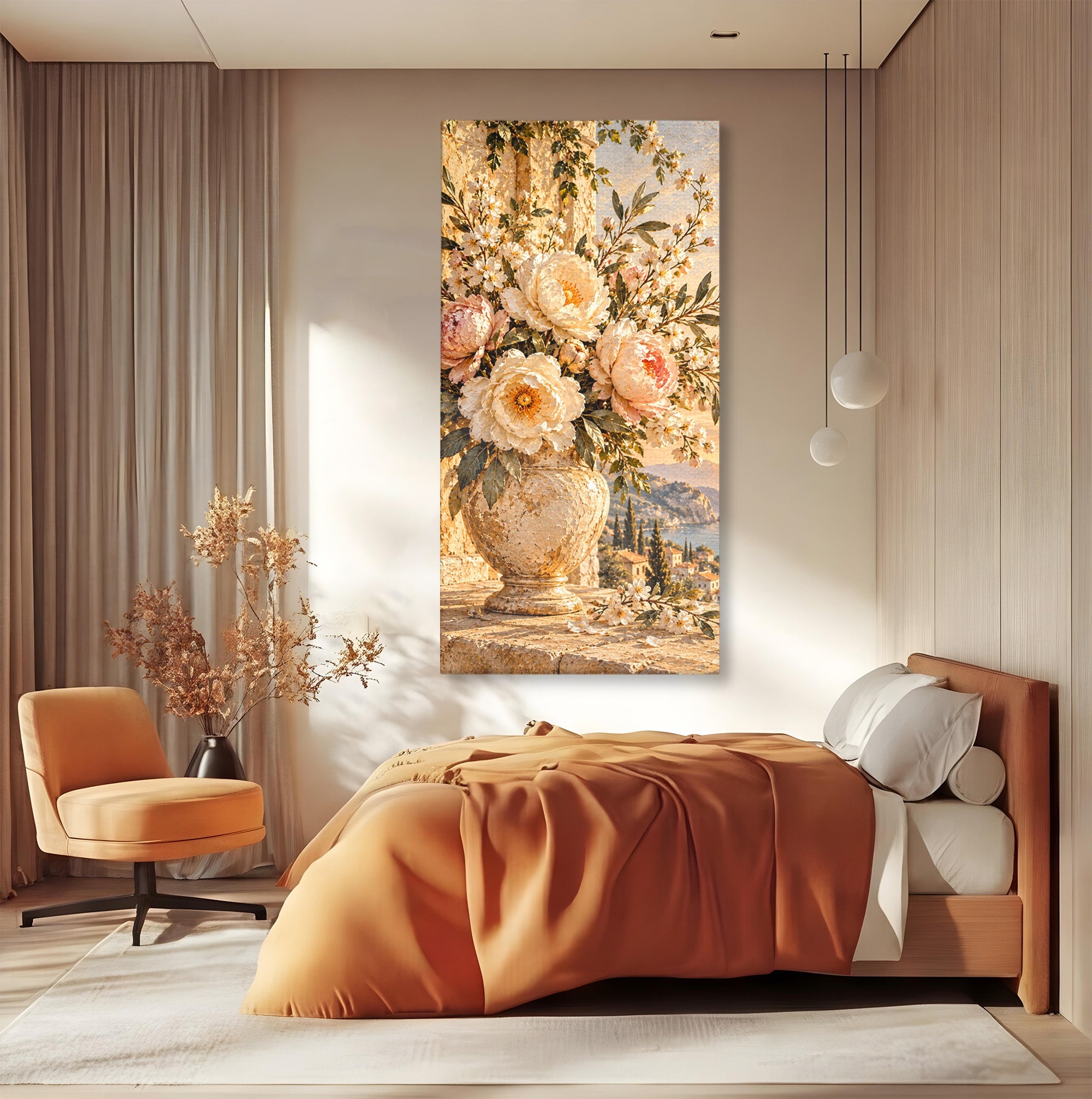 Tablou Canvas Premium LuxCanva® PI1441, Vaza Cu Bujori De Vara, Decor, Floare, Vaza, Buchet, Peisaj, Culori Vibrante, Living, Dormitor