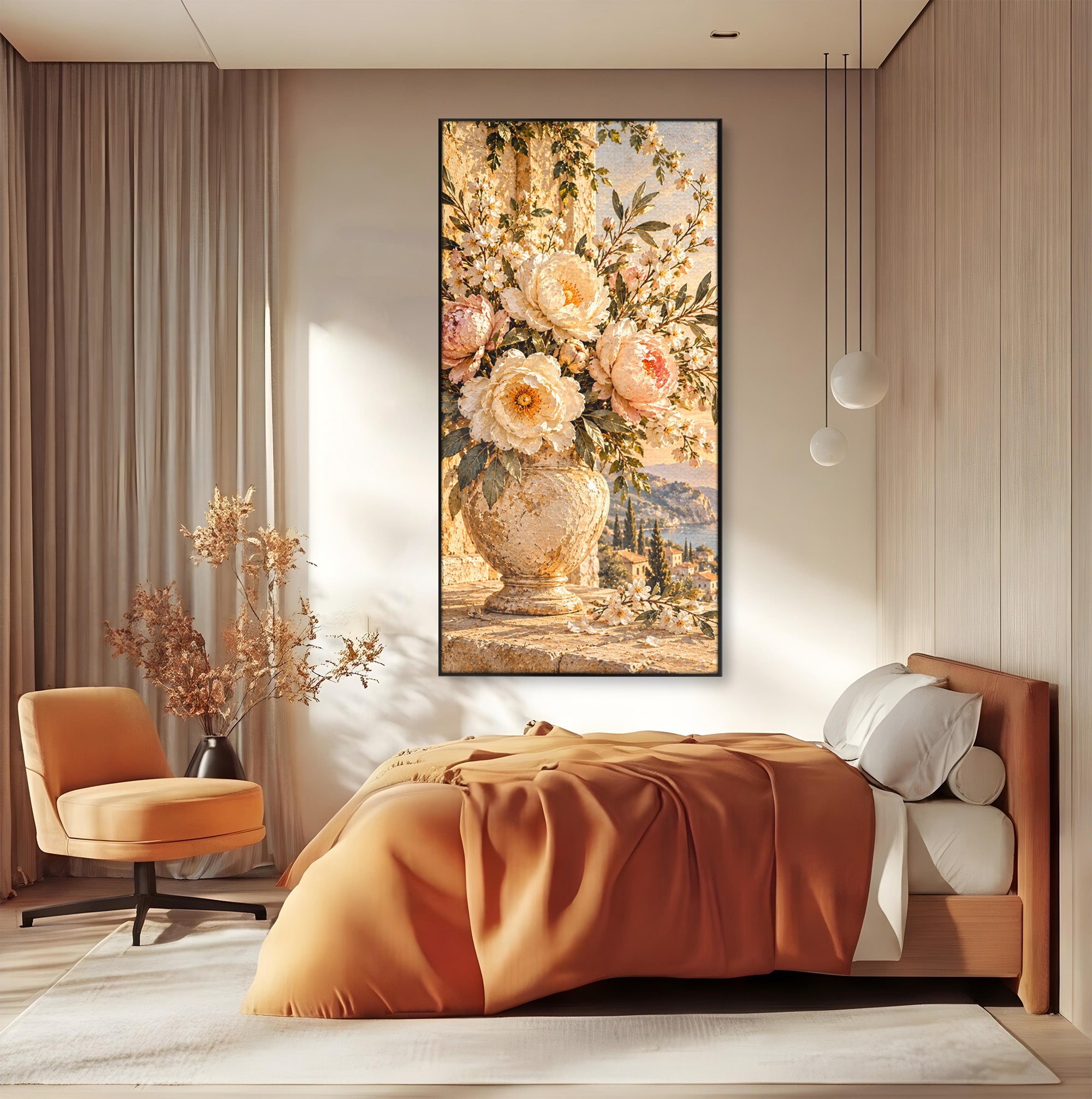 Tablou Canvas Premium LuxCanva® PI1441, Vaza Cu Bujori De Vara, Decor, Floare, Vaza, Buchet, Peisaj, Culori Vibrante, Living, Dormitor